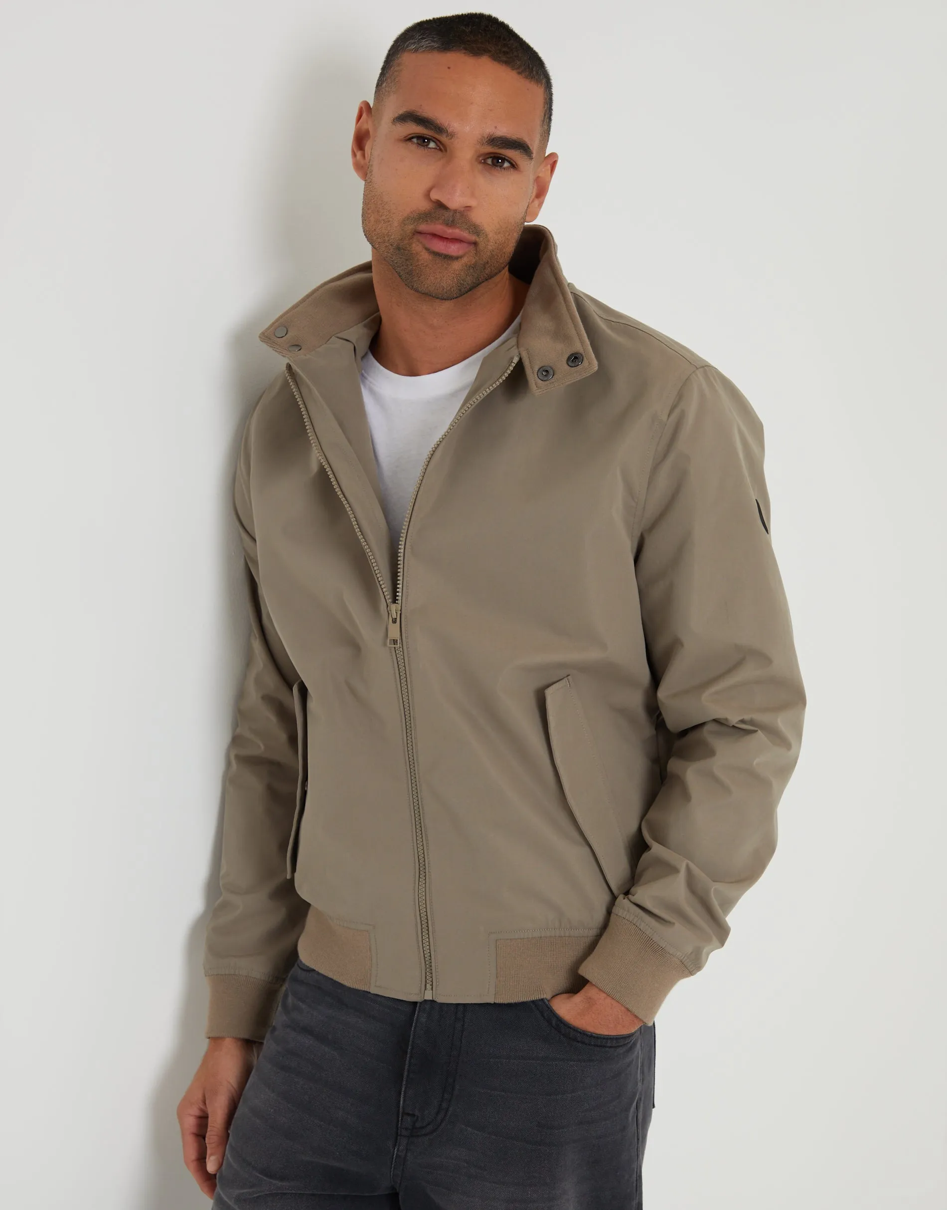 Taupe Zip Up Harrington Jacket sold by Threadbare product image thumbnail 5