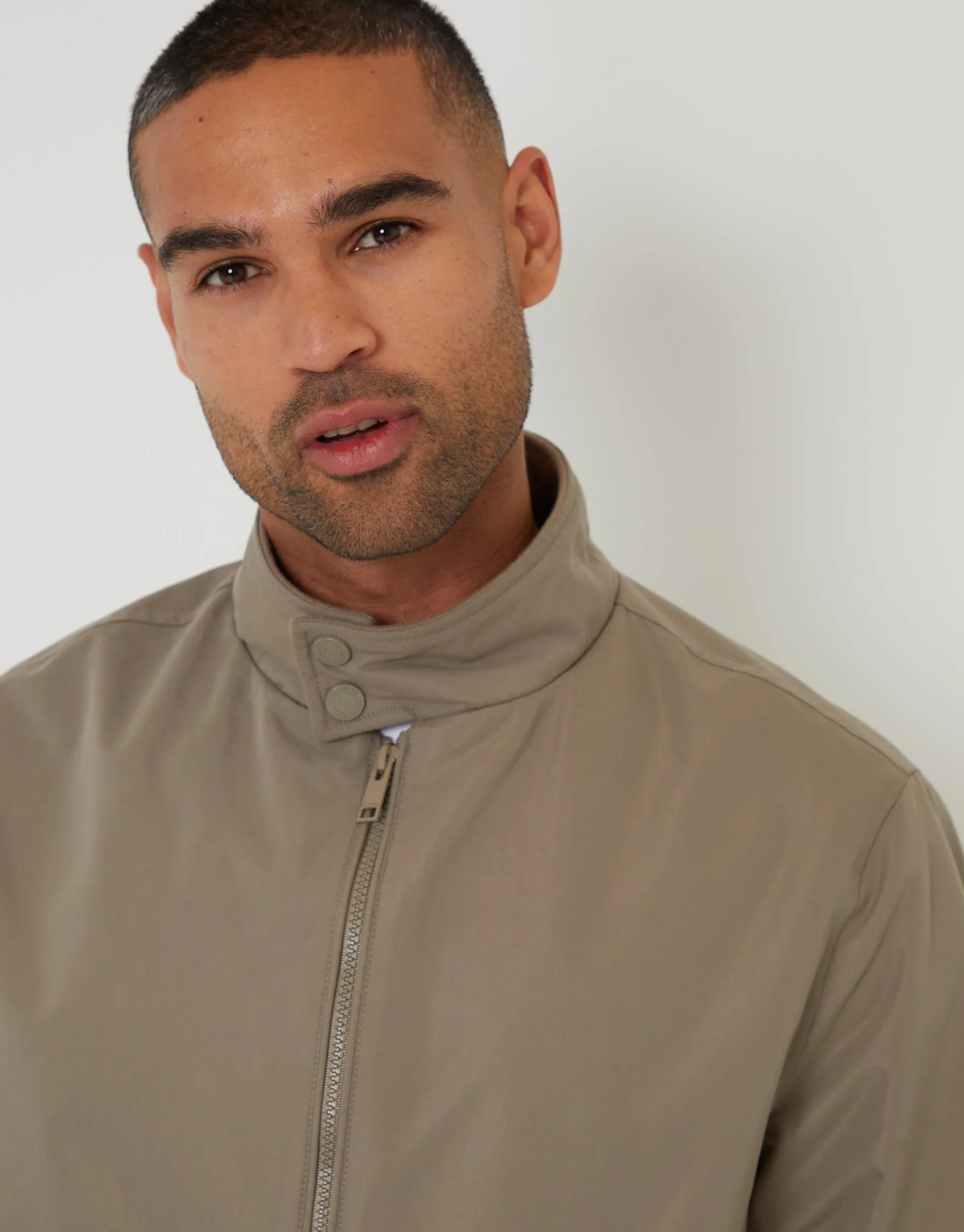 Taupe Zip Up Harrington Jacket sold by Threadbare product image thumbnail 4