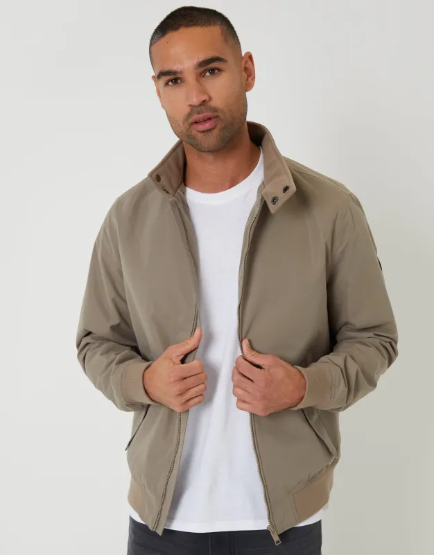 Taupe Zip Up Harrington Jacket made by Threadbare