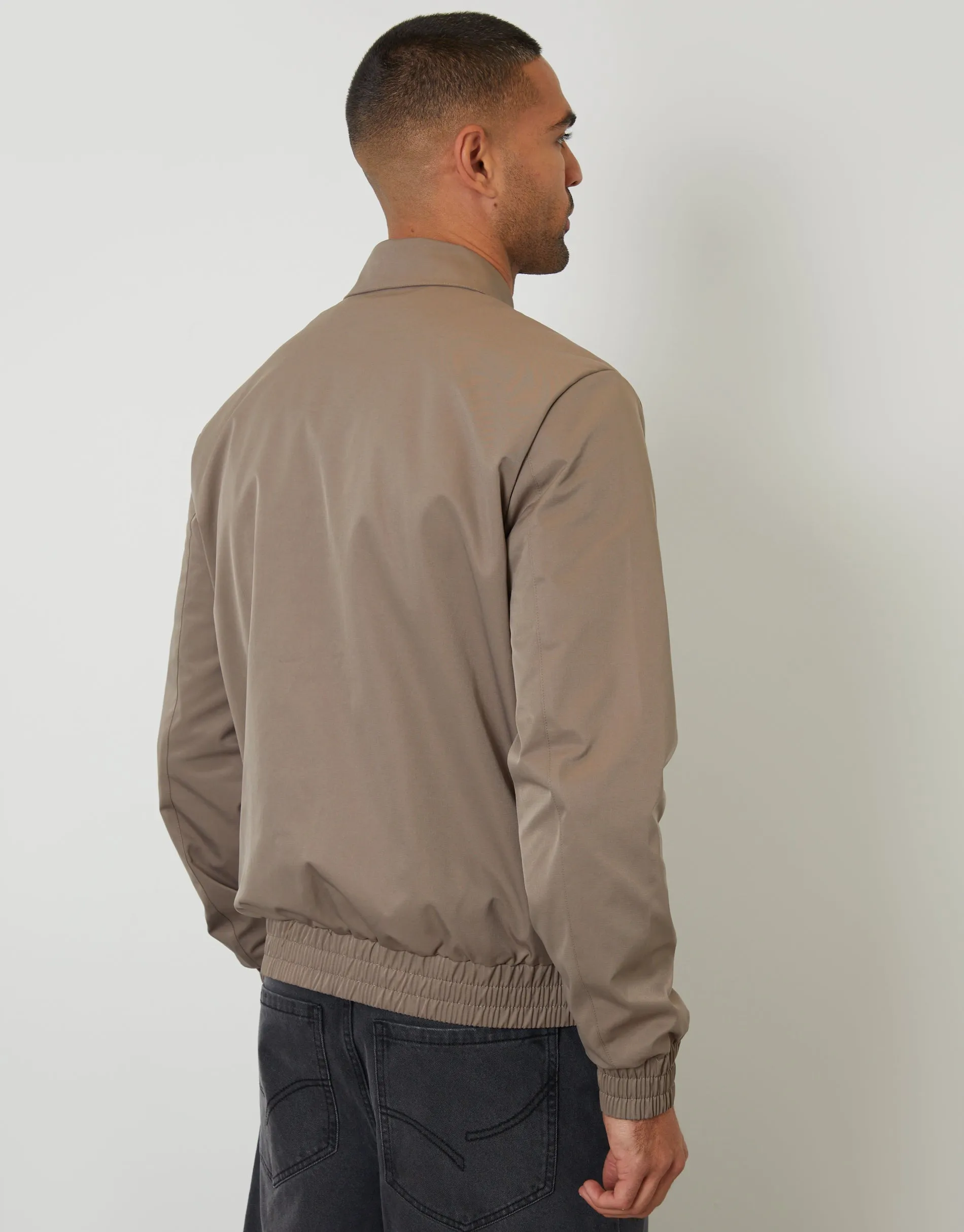 Taupe Showerproof Patch Pocket Zip Up Collared Jacket sold by Threadbare product image thumbnail 2