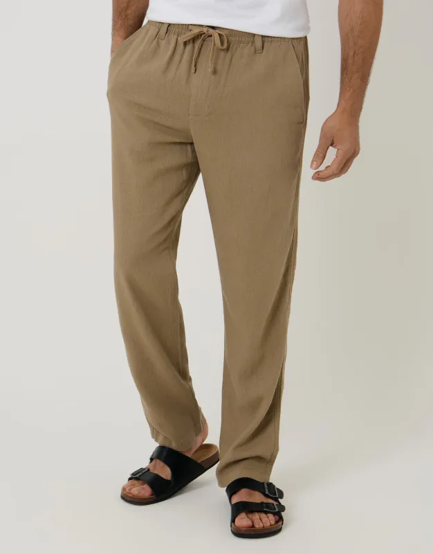 Taupe Linen Blend Trousers made by Threadbare