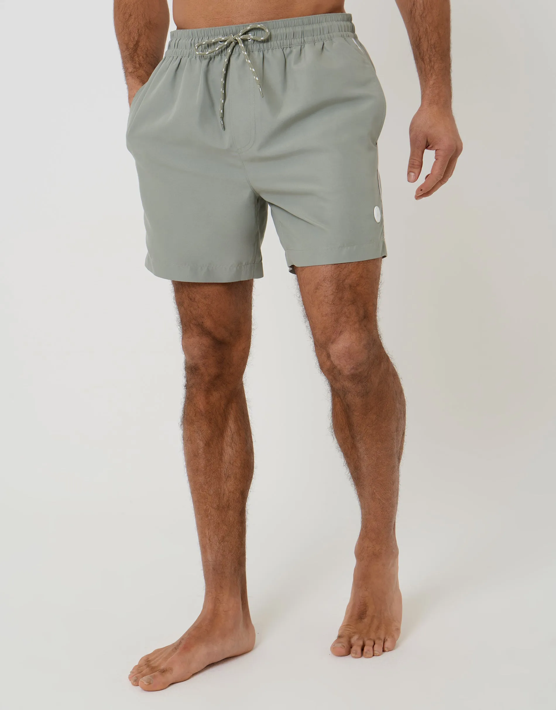 Sage Green Contrast Piping Quick Dry Swim Shorts sold by Threadbare