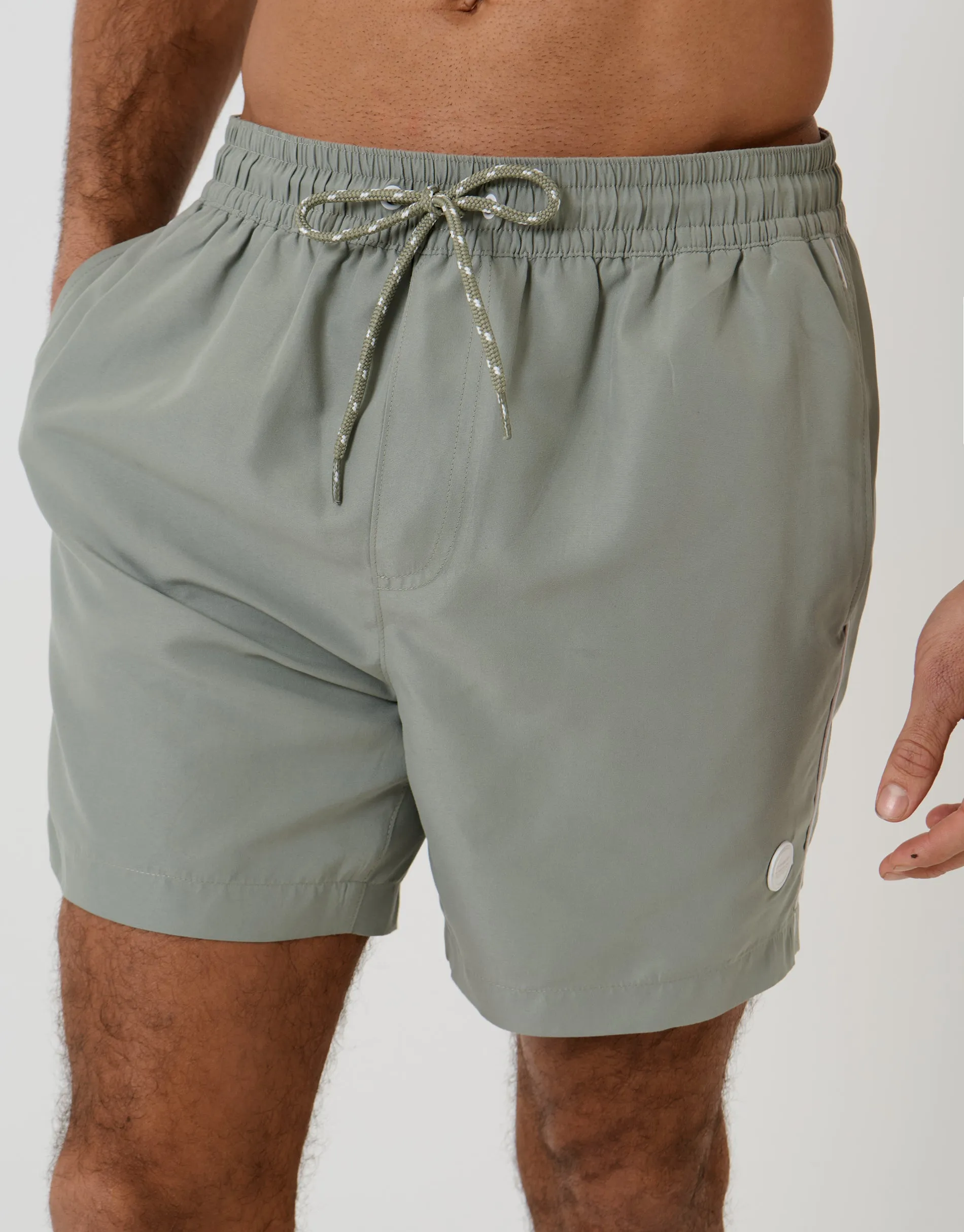Sage Green Contrast Piping Quick Dry Swim Shorts sold by Threadbare product image thumbnail 4