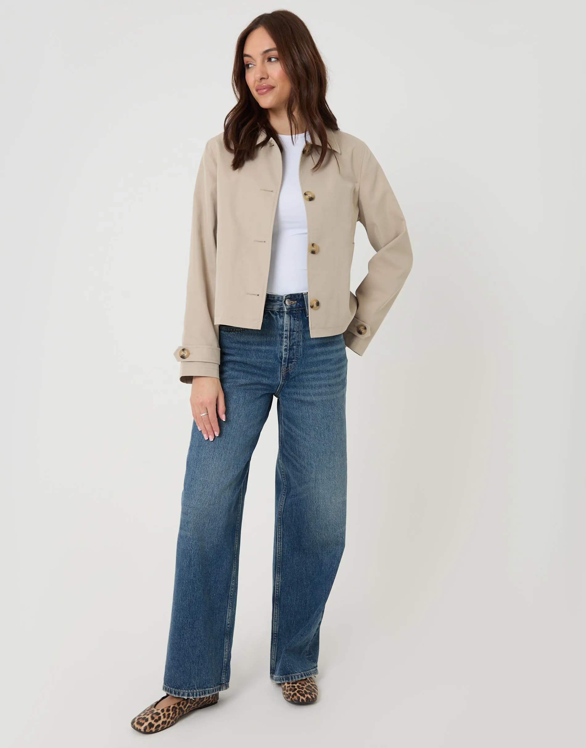 Stone Cropped Collared Trench Coat sold by Threadbare product image thumbnail 3