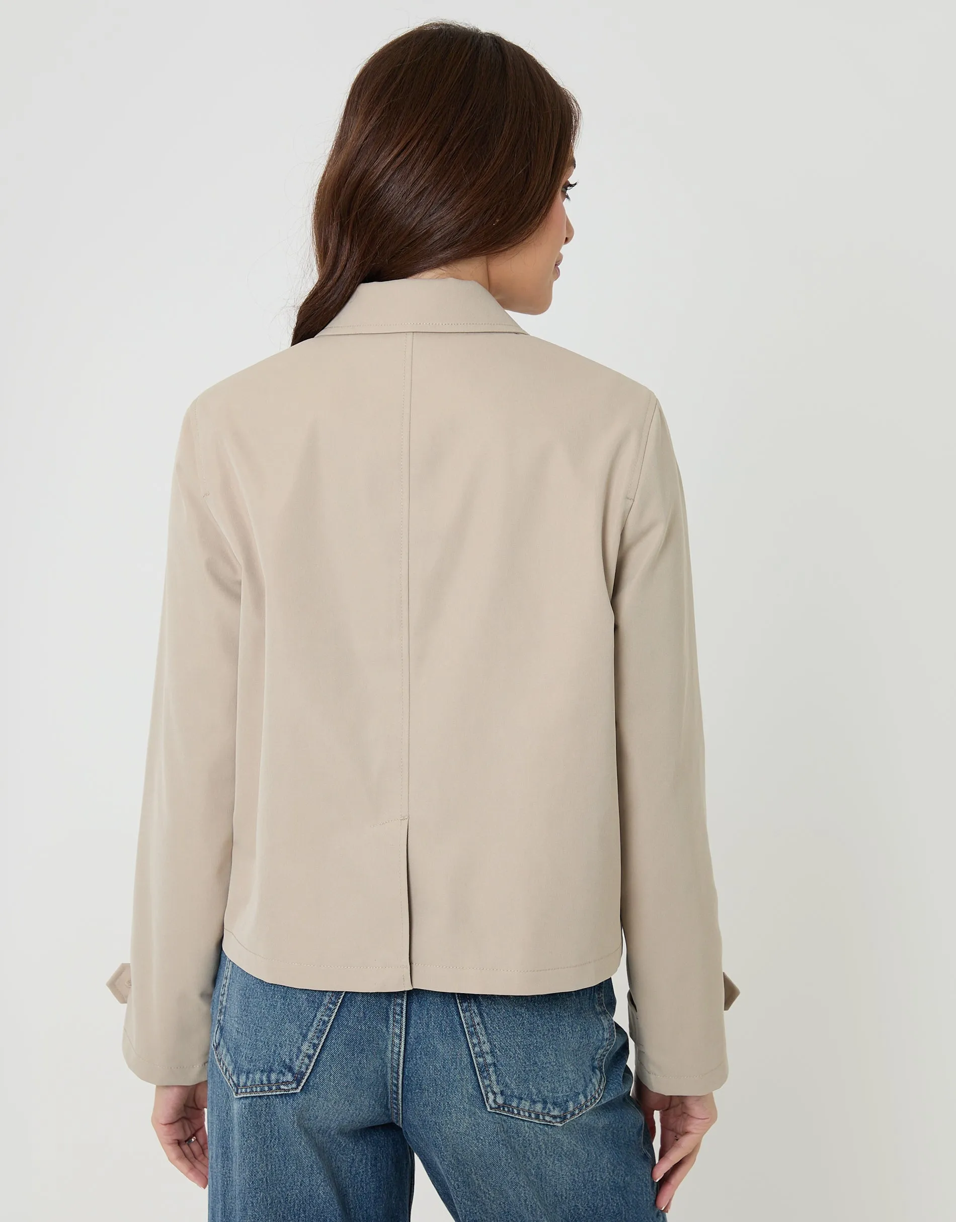 Stone Cropped Collared Trench Coat sold by Threadbare product image thumbnail 2