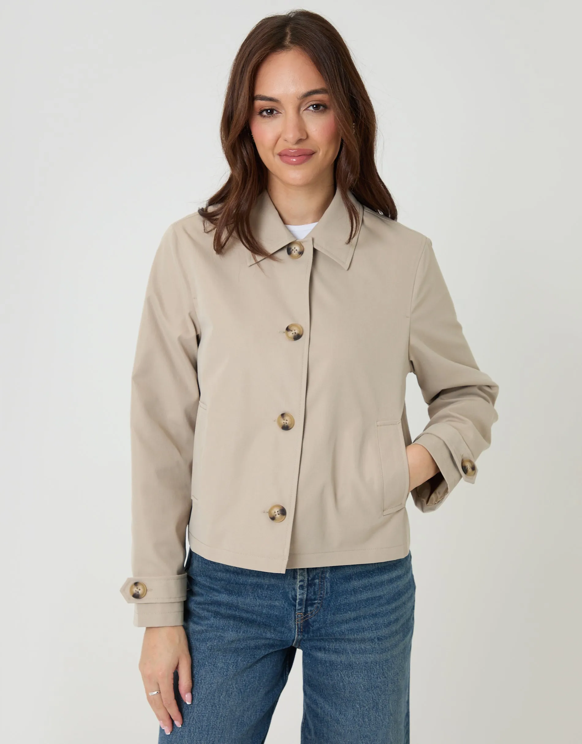 Stone Cropped Collared Trench Coat sold by Threadbare product image thumbnail 4
