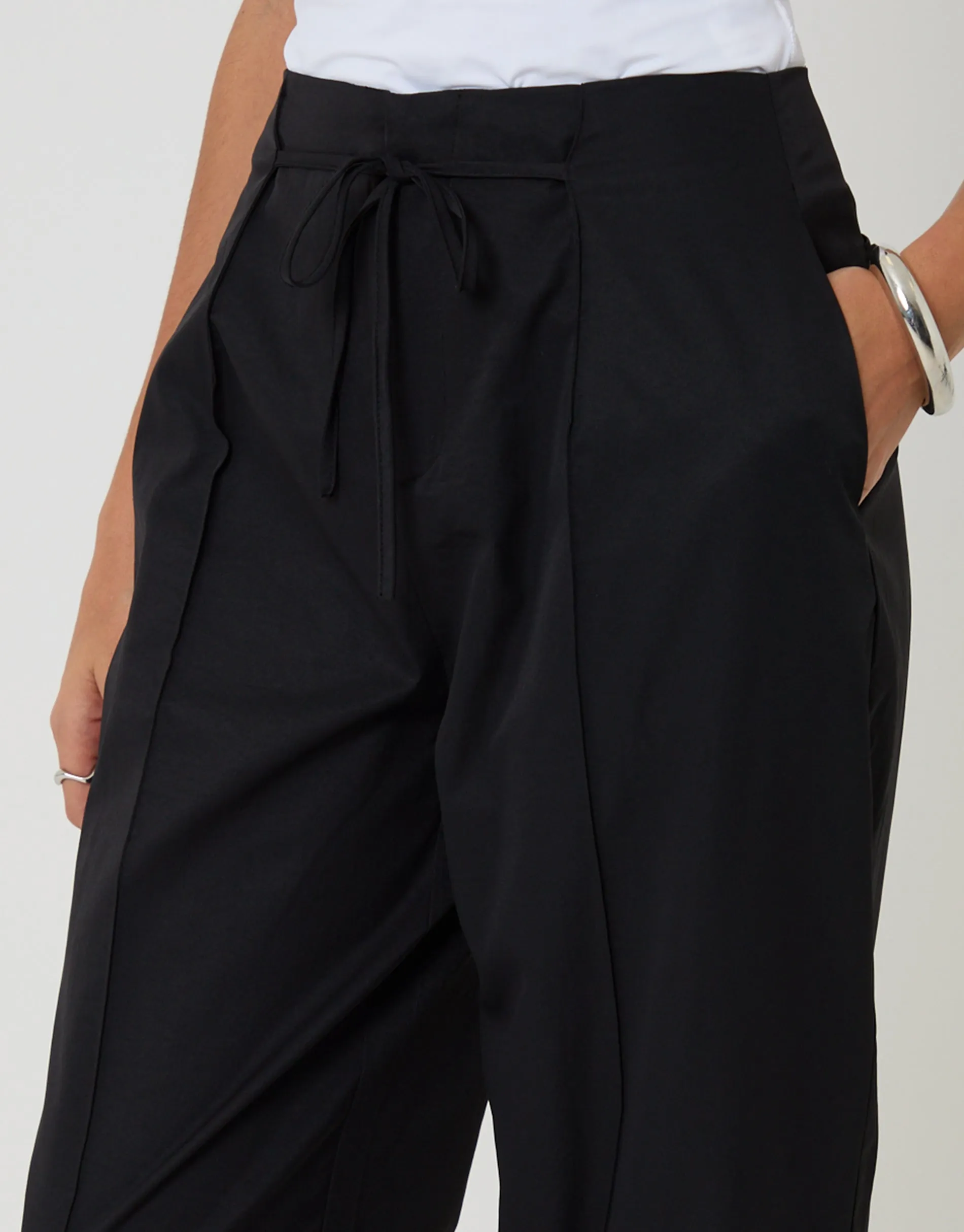 Princess Seam Barrel Leg Trousers in Black sold by Threadbare product image thumbnail 4