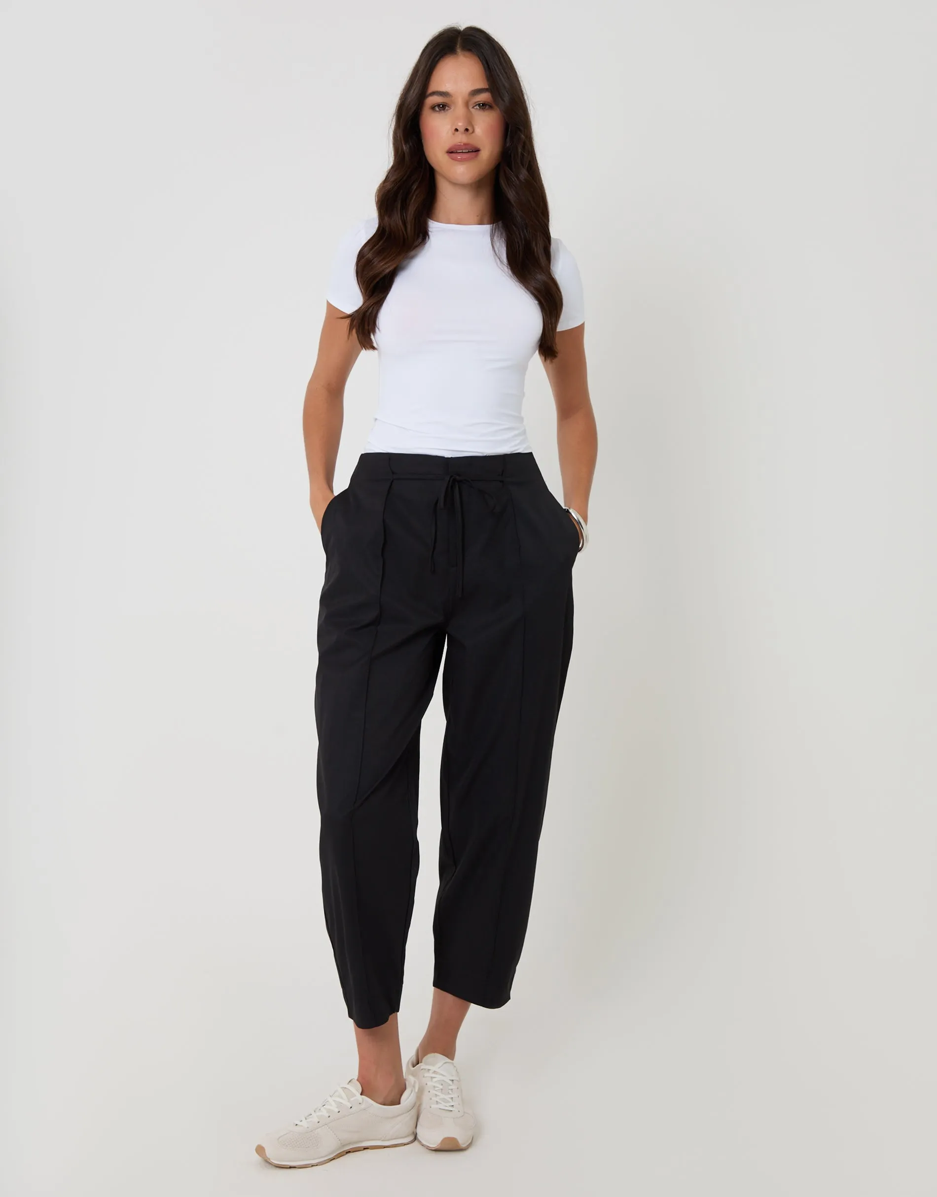 Princess Seam Barrel Leg Trousers in Black sold by Threadbare