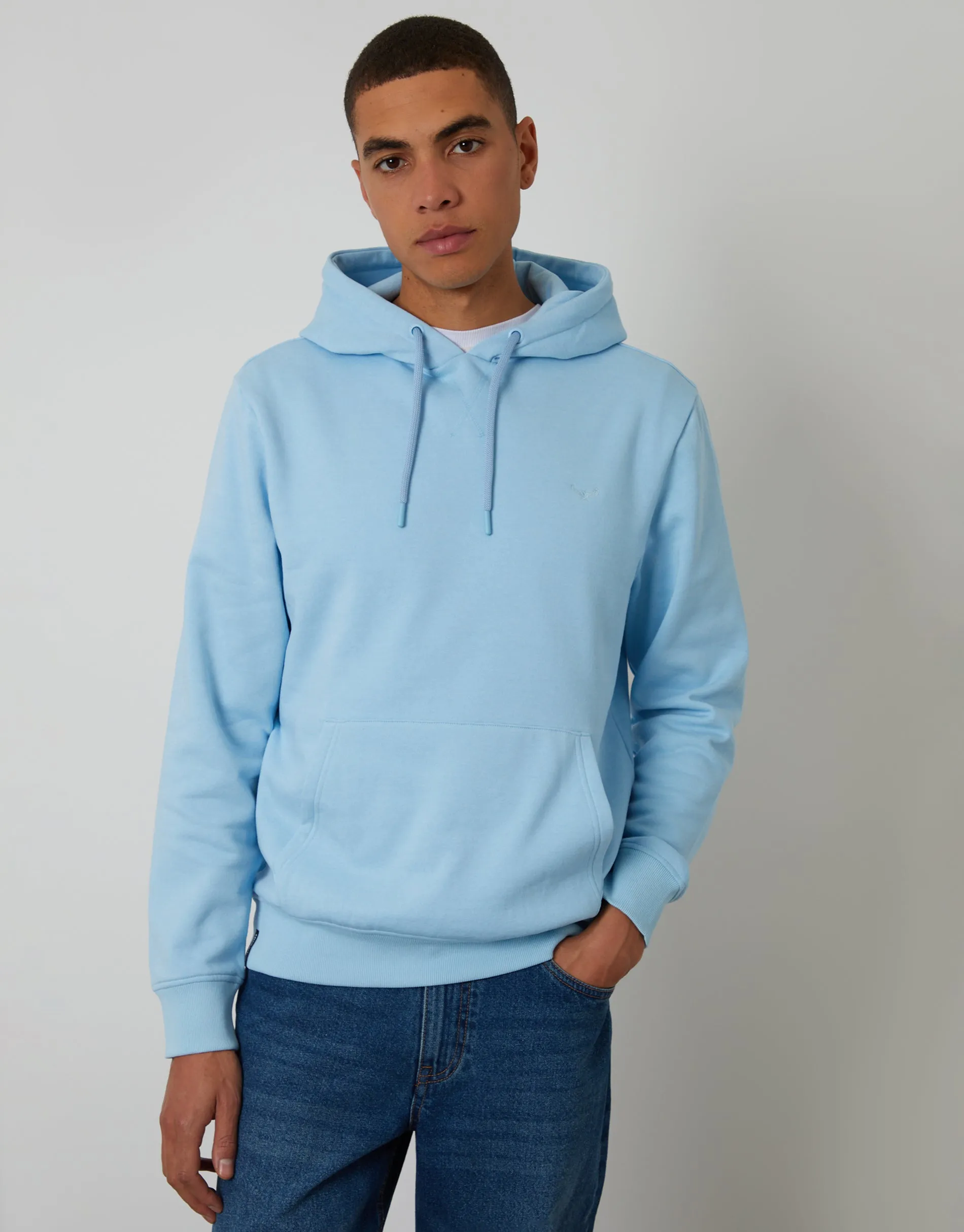 Light Blue Overhead Hoodie sold by Threadbare