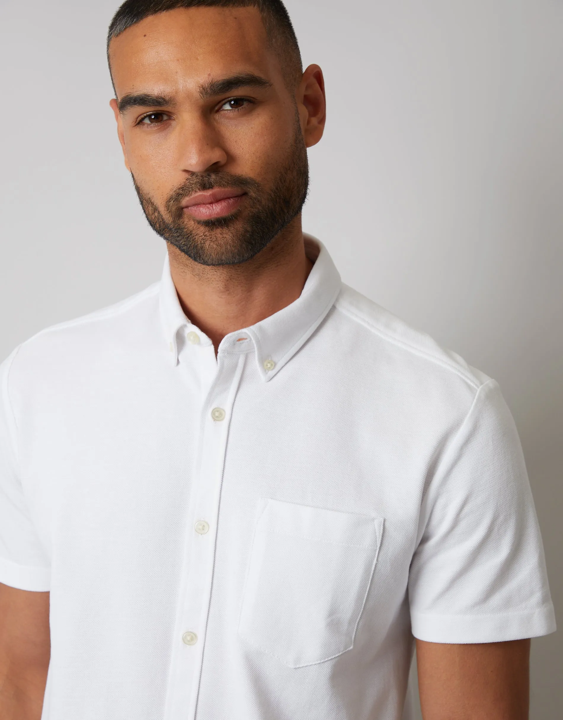 White Pique Short Sleeve Shirt sold by Threadbare product image thumbnail 4