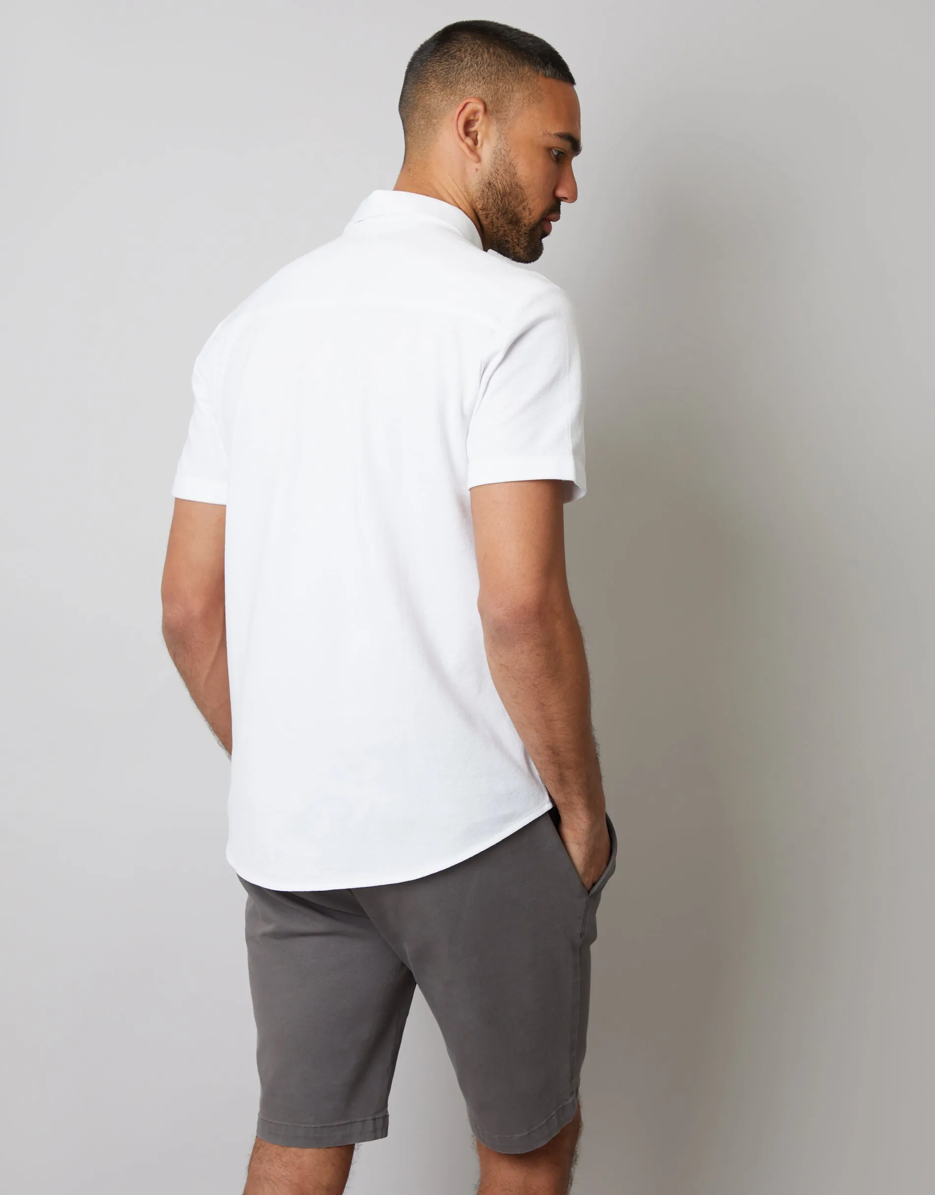 White Pique Short Sleeve Shirt sold by Threadbare product image thumbnail 2