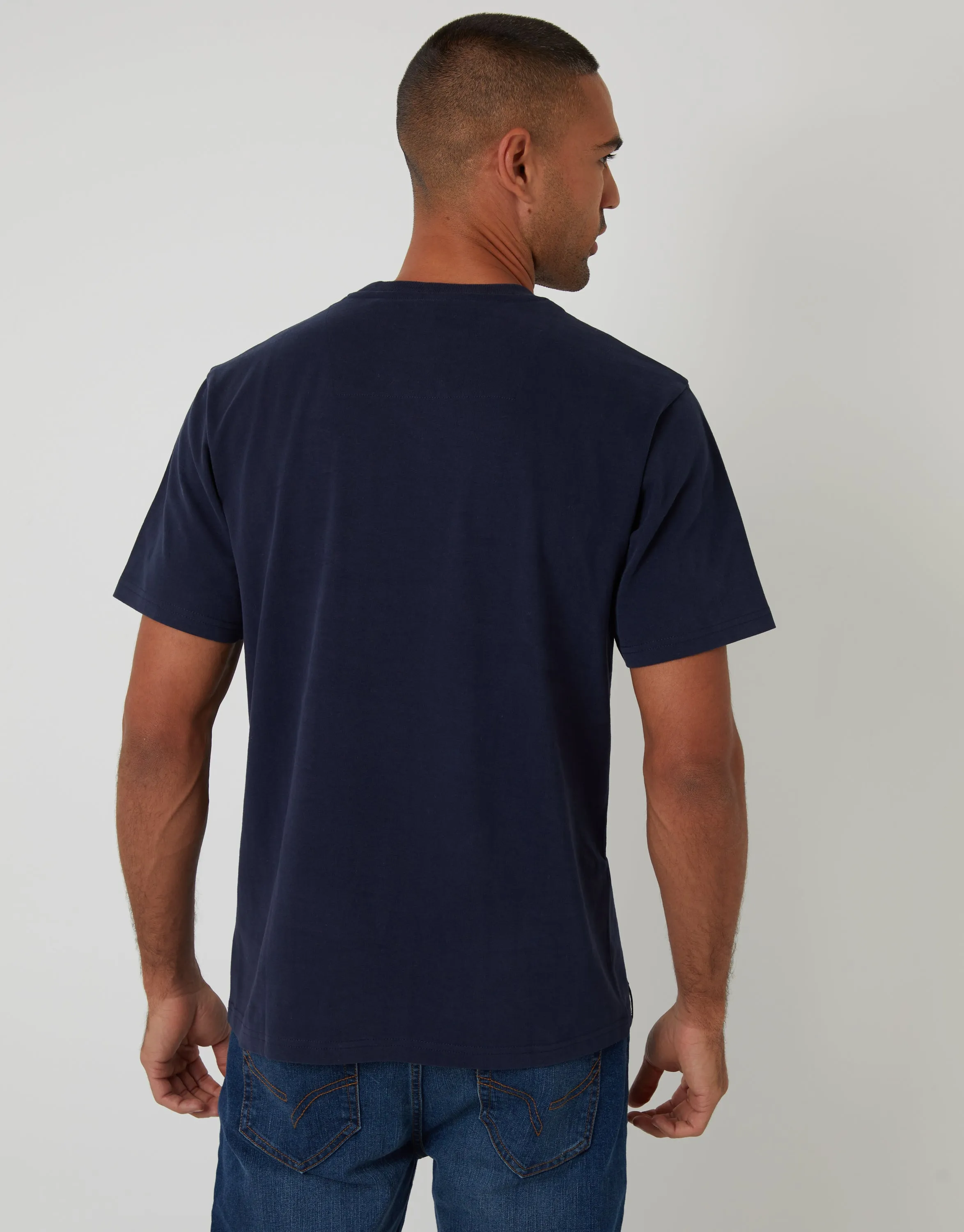 Navy Peached Cotton Crew Neck T-Shirt sold by Threadbare product image thumbnail 2