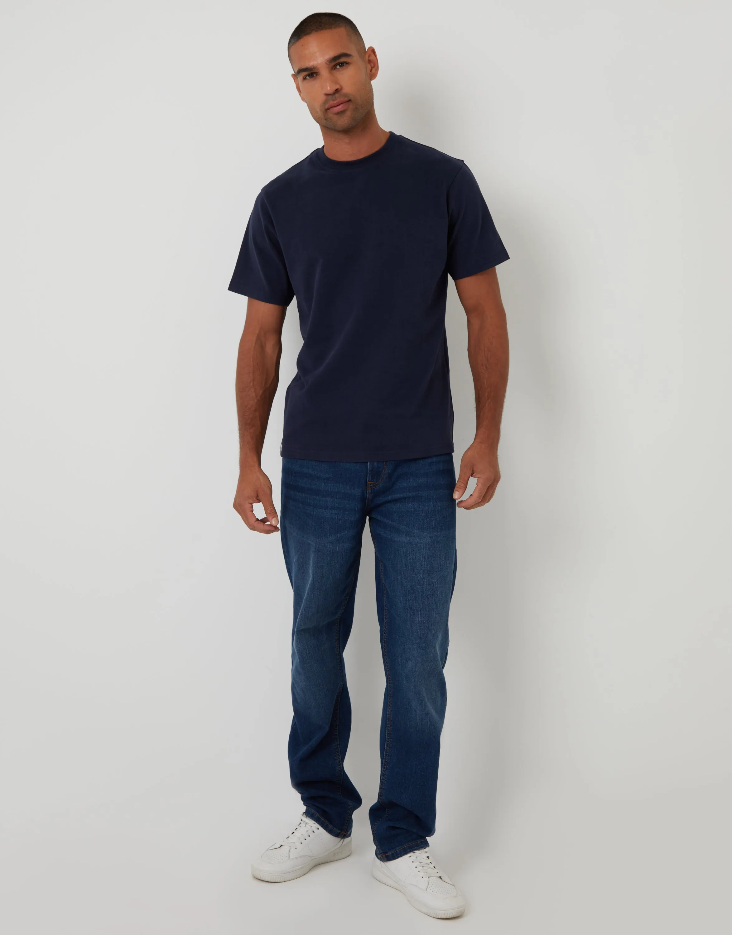 Navy Peached Cotton Crew Neck T-Shirt sold by Threadbare product image thumbnail 3