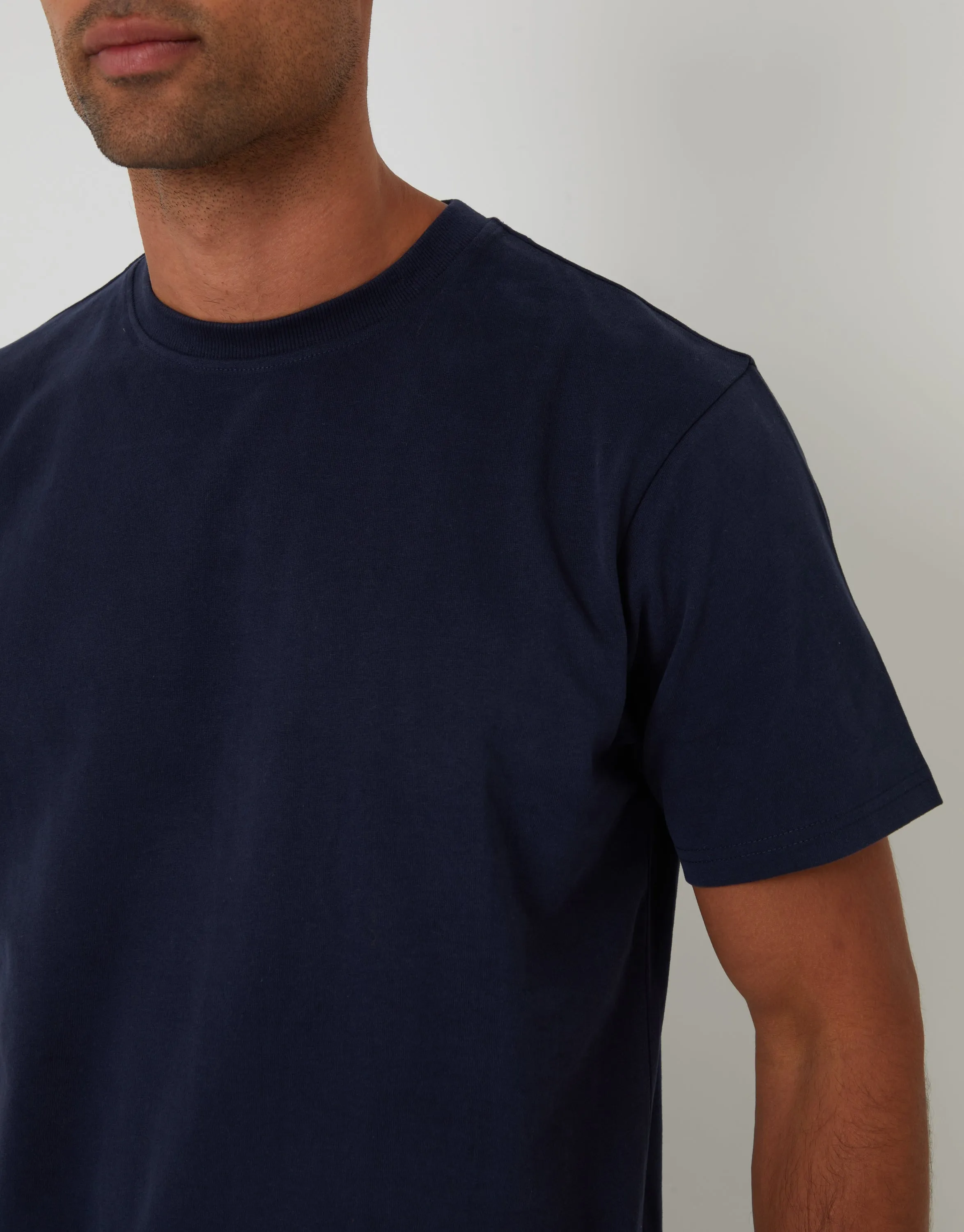 Navy Peached Cotton Crew Neck T-Shirt sold by Threadbare product image thumbnail 4