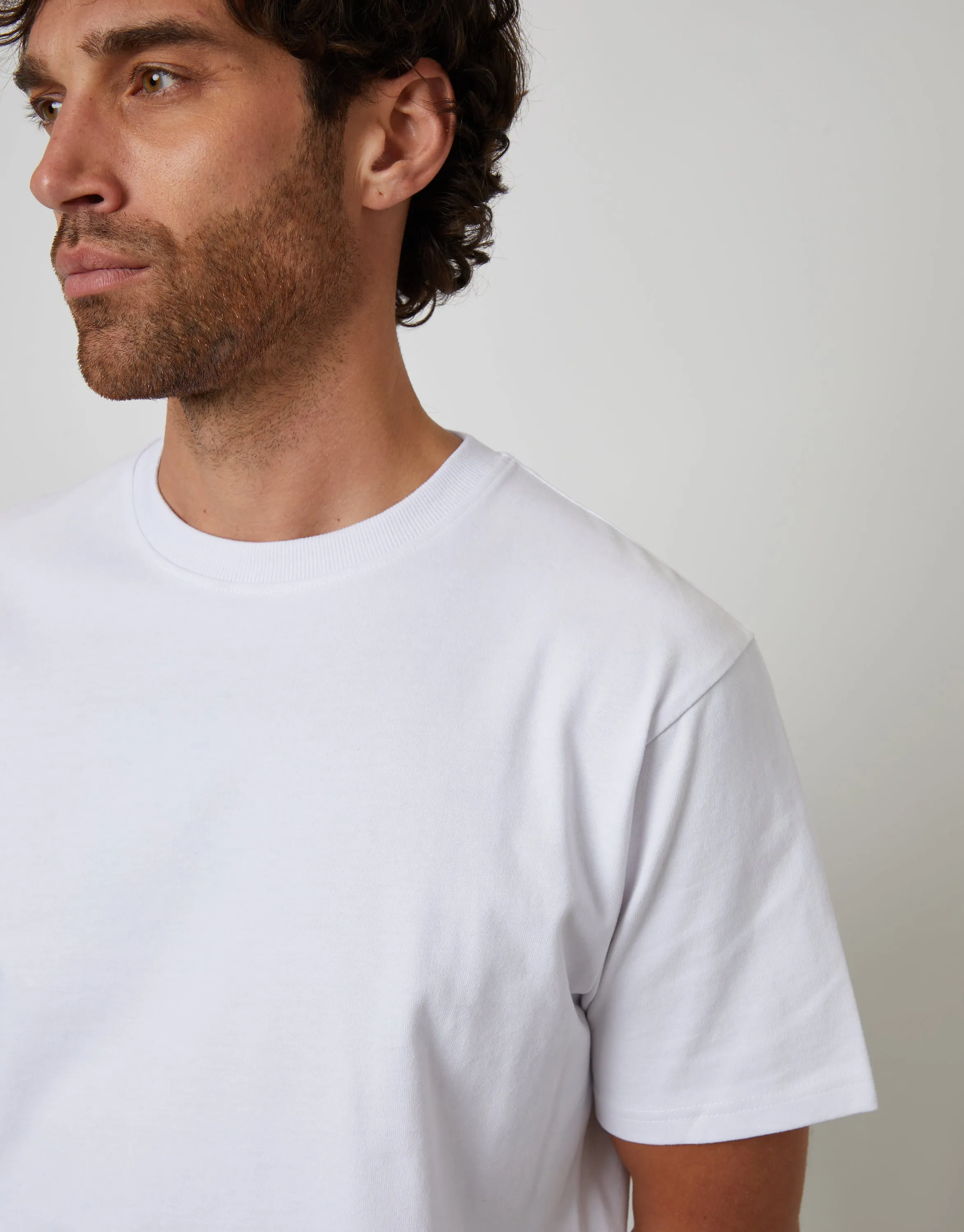 White Peached Cotton Crew Neck T-Shirt sold by Threadbare product image thumbnail 4