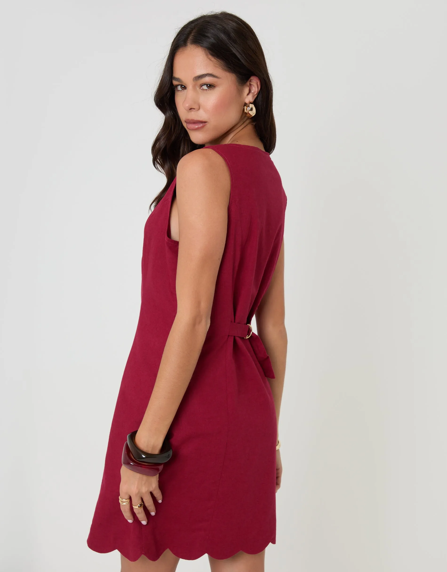 Red Linen Blend Pinafore Dress sold by Threadbare product image thumbnail 2