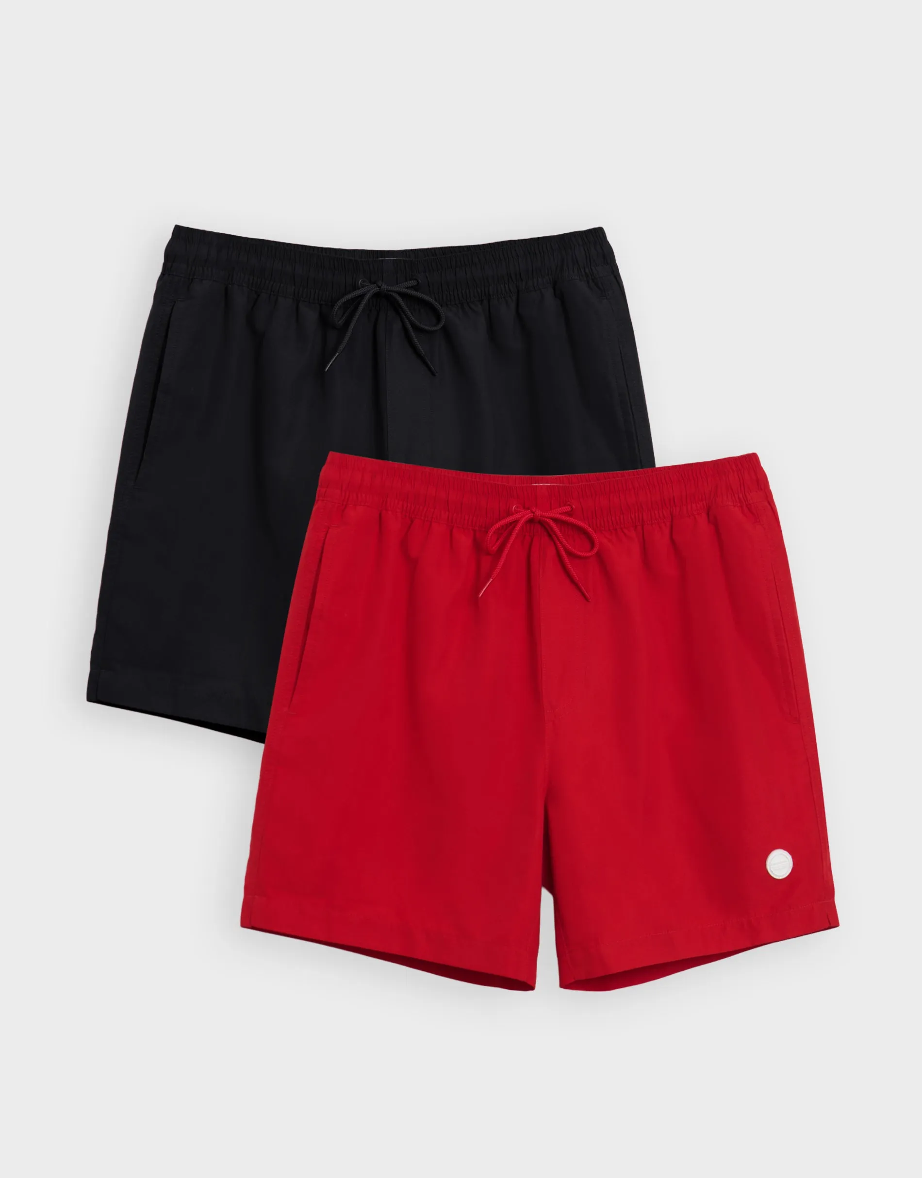 2 Pack Black & Red Quick Dry Swim Shorts sold by Threadbare