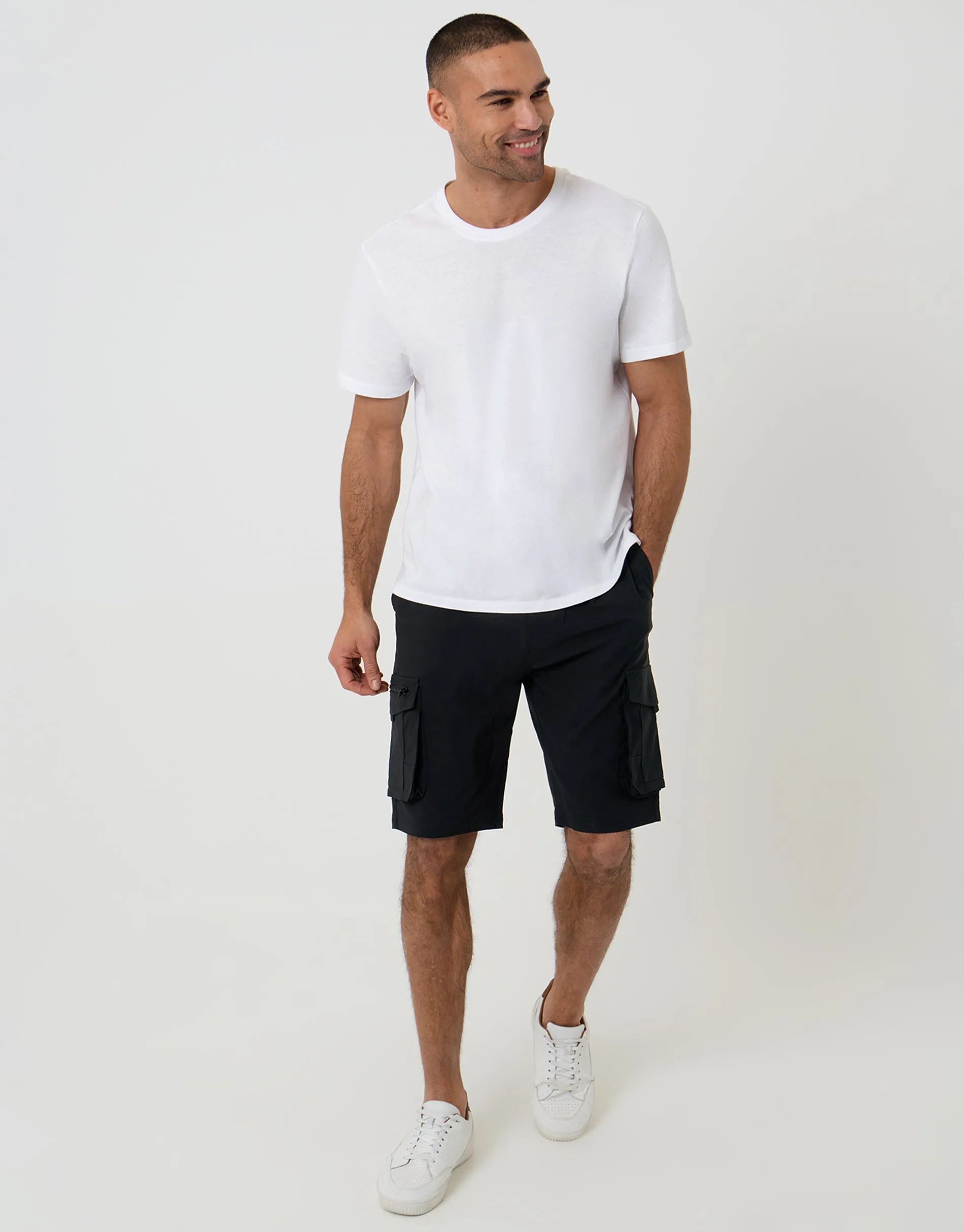 Black Elasticated Waist Stretch Cargo Shorts sold by Threadbare product image thumbnail 3