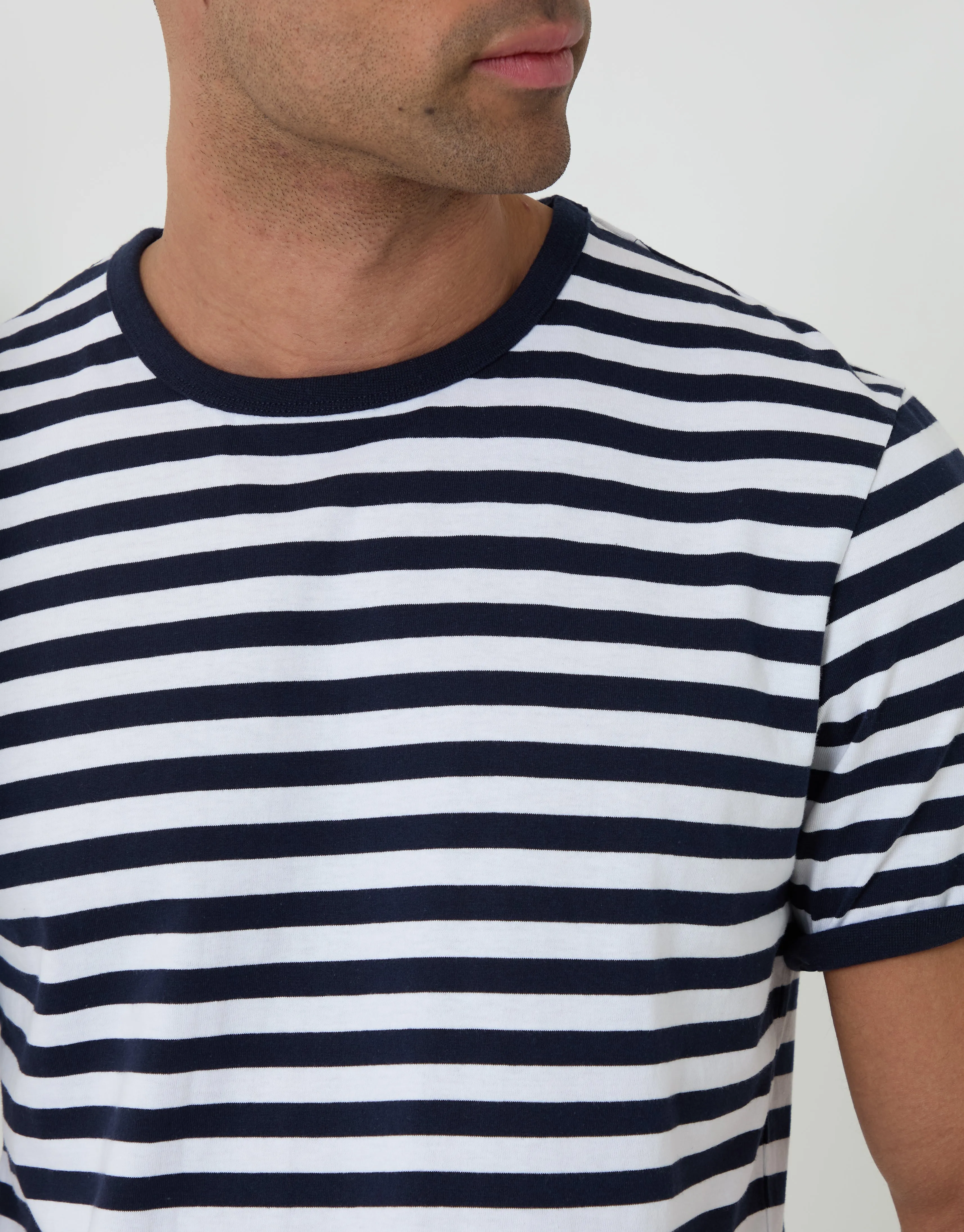 Navy Stripe Cotton Ringer T-Shirt sold by Threadbare product image thumbnail 4