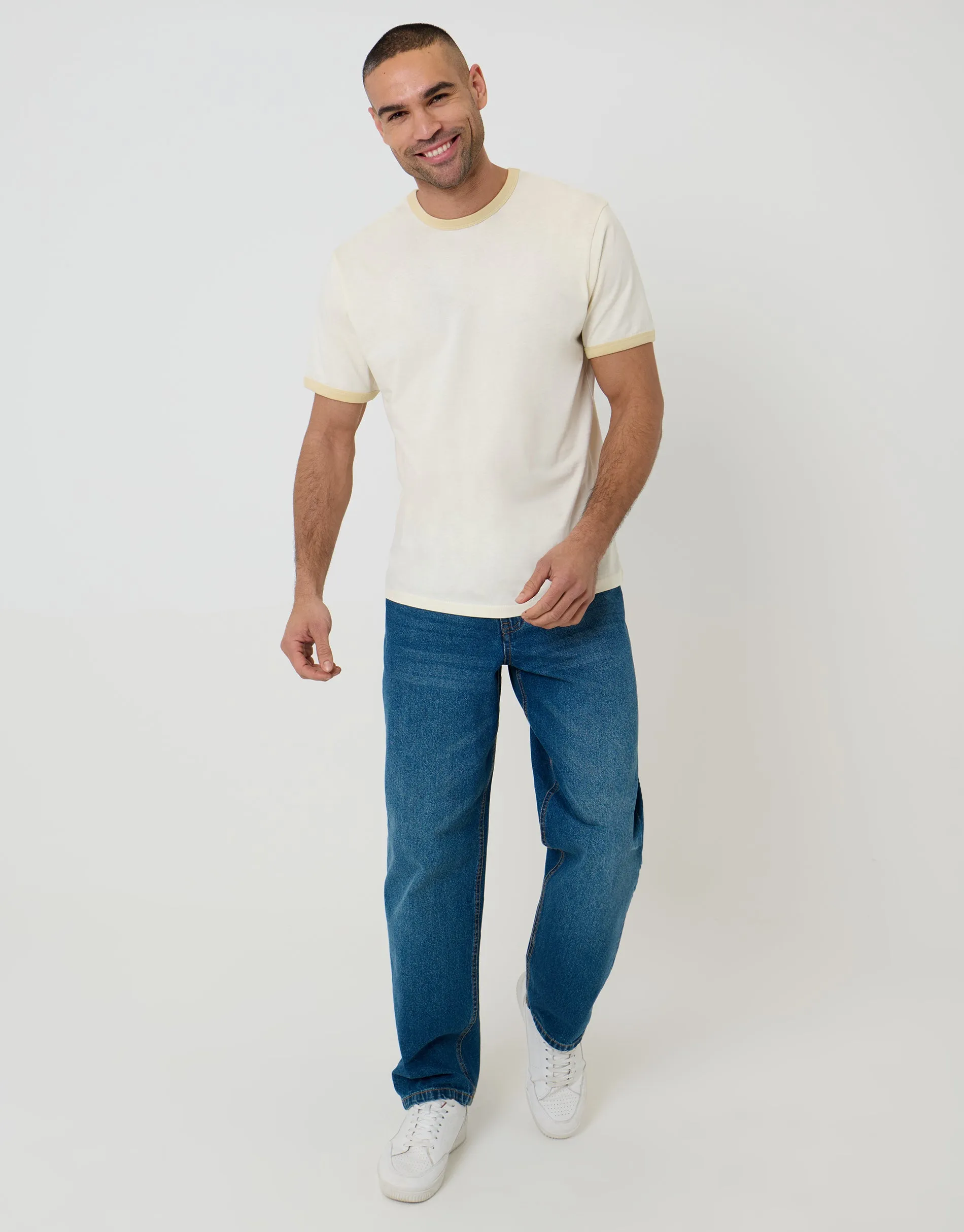 Ecru Cotton Ringer T-Shirt sold by Threadbare product image thumbnail 3