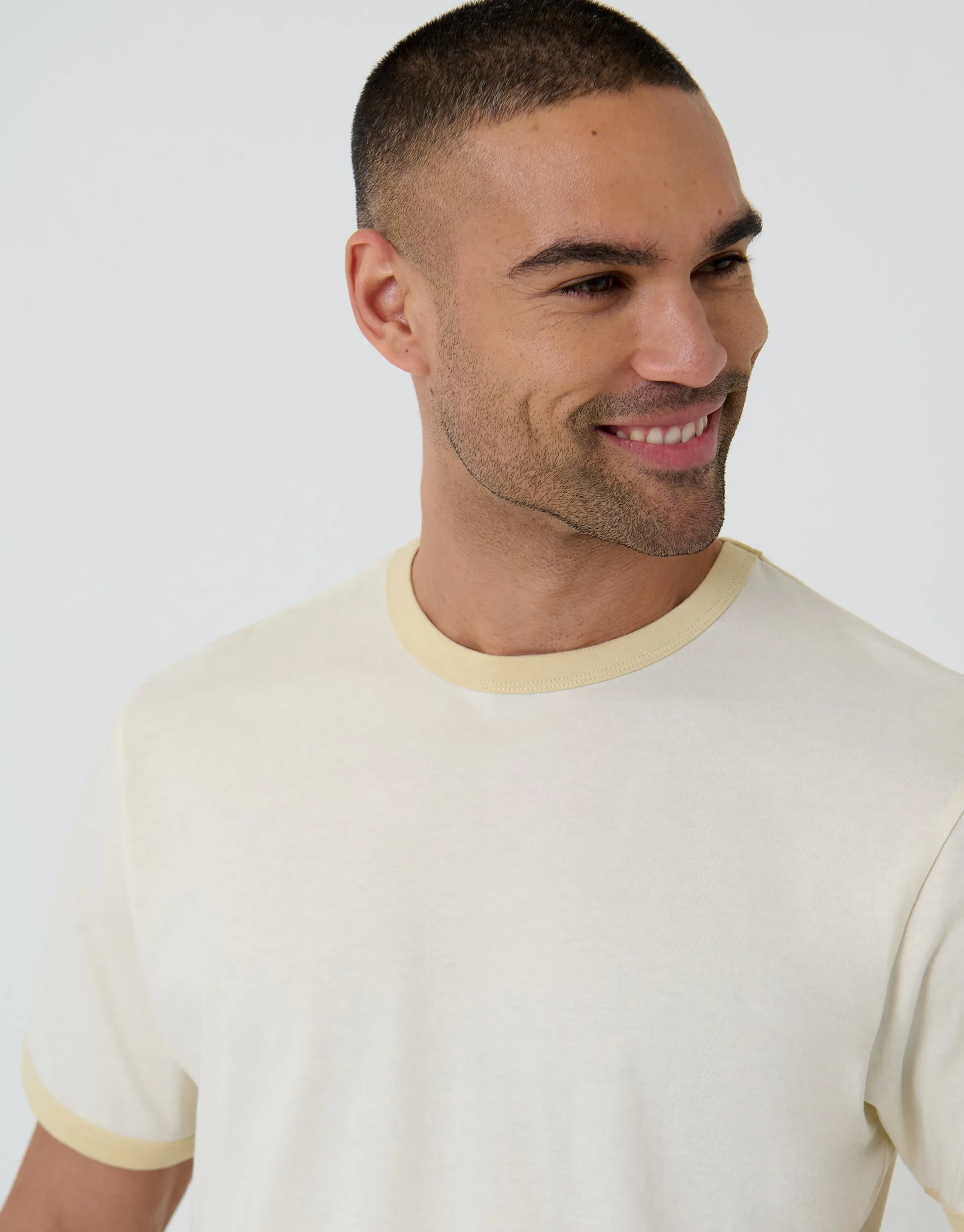 Ecru Cotton Ringer T-Shirt sold by Threadbare product image thumbnail 4