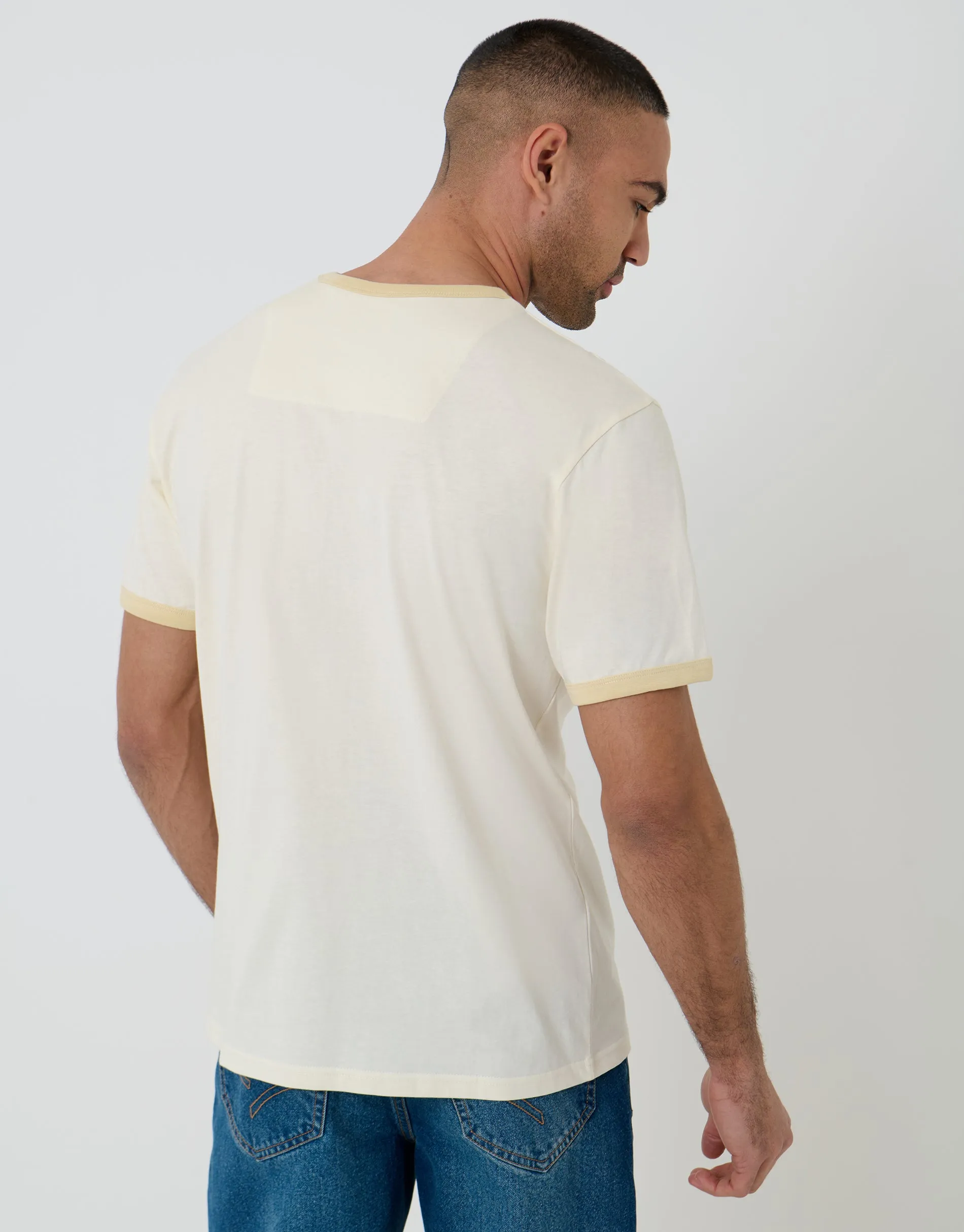 Ecru Cotton Ringer T-Shirt sold by Threadbare product image thumbnail 2