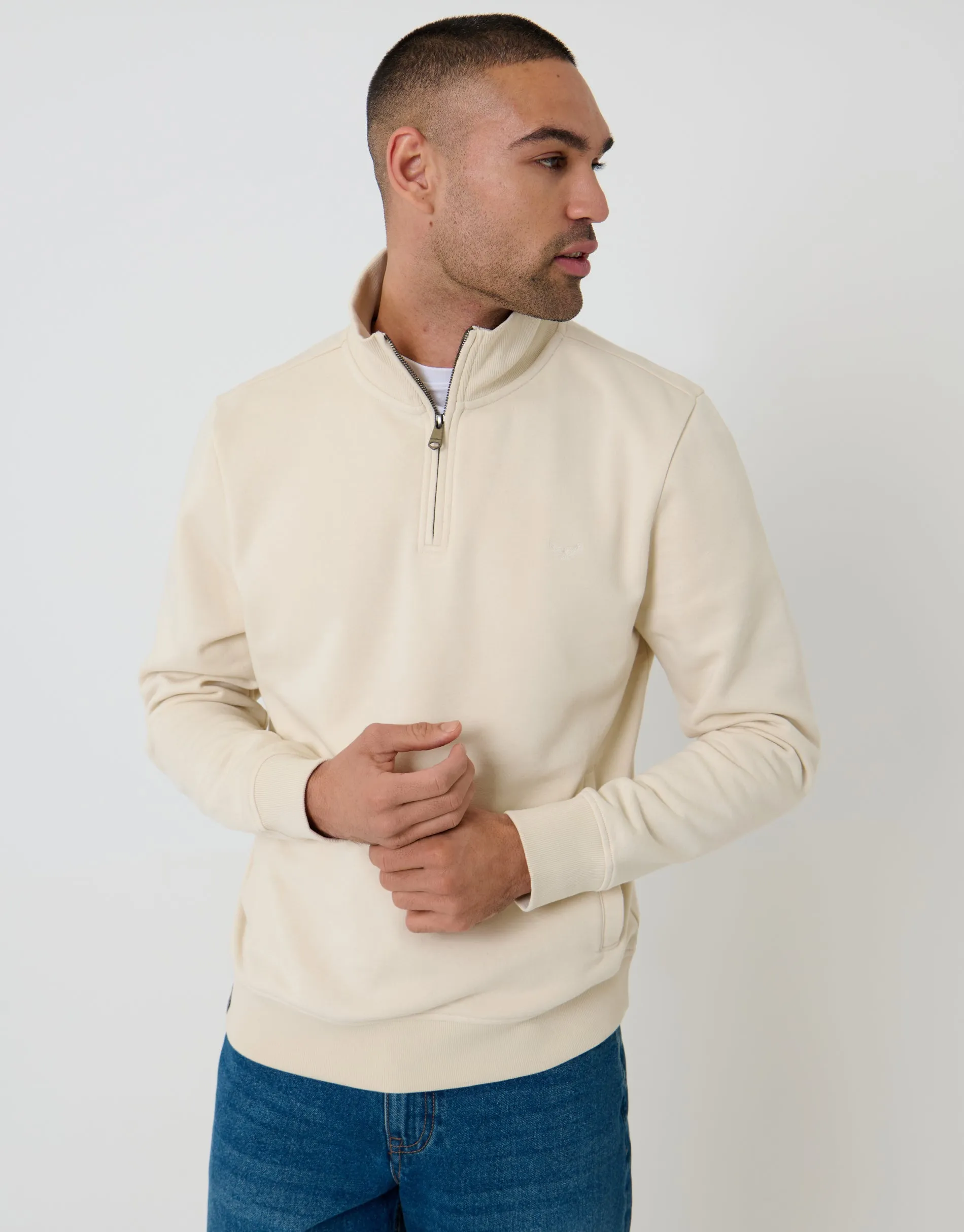 Beige Quarter Zip Sweatshirt sold by Threadbare