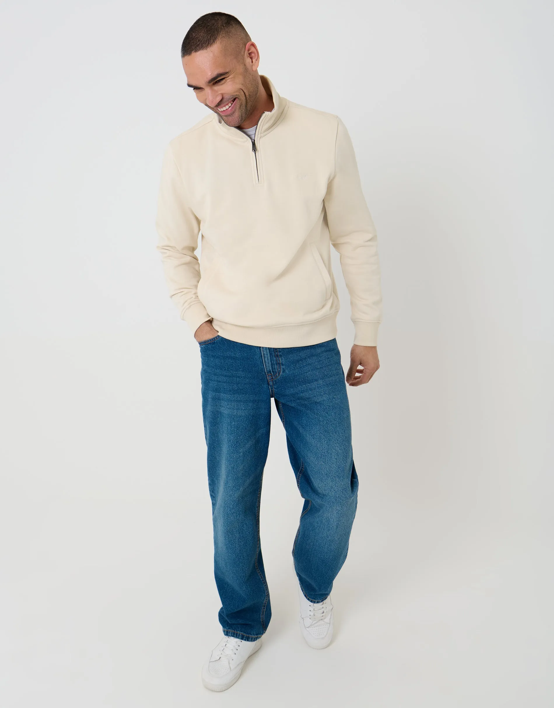 Beige Quarter Zip Sweatshirt sold by Threadbare product image thumbnail 3