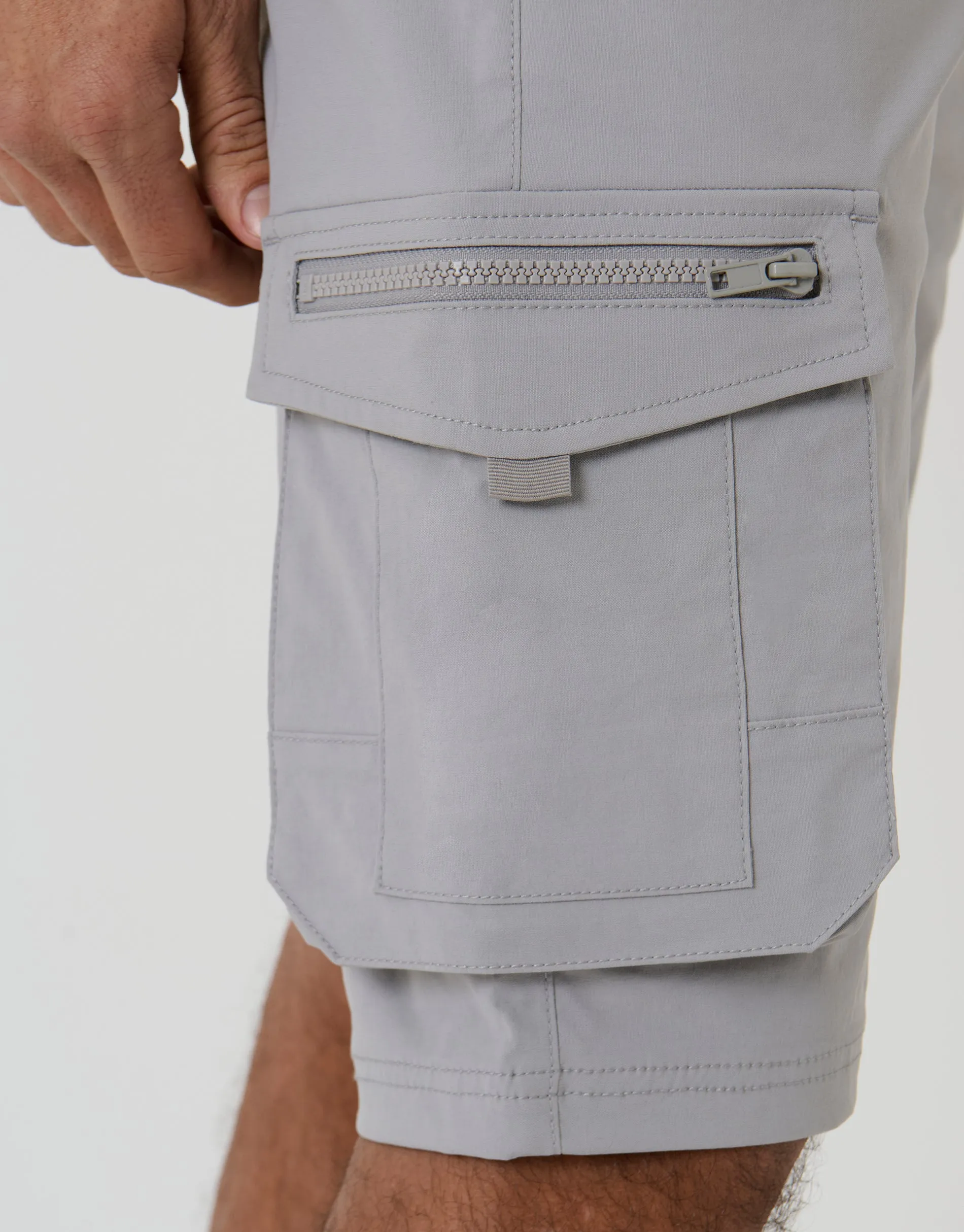 Chalk Elasticated Waist Stretch Cargo Shorts sold by Threadbare product image thumbnail 5