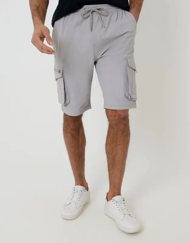Chalk Elasticated Waist Stretch Cargo Shorts sold by Threadbare