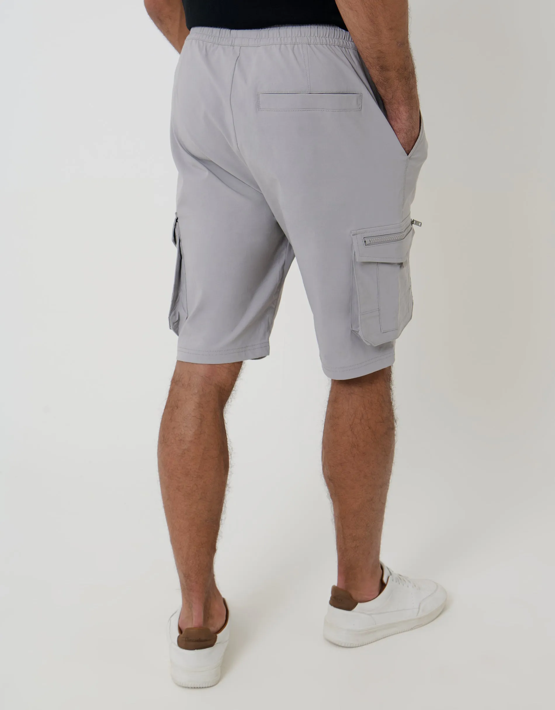 Chalk Elasticated Waist Stretch Cargo Shorts sold by Threadbare product image thumbnail 2