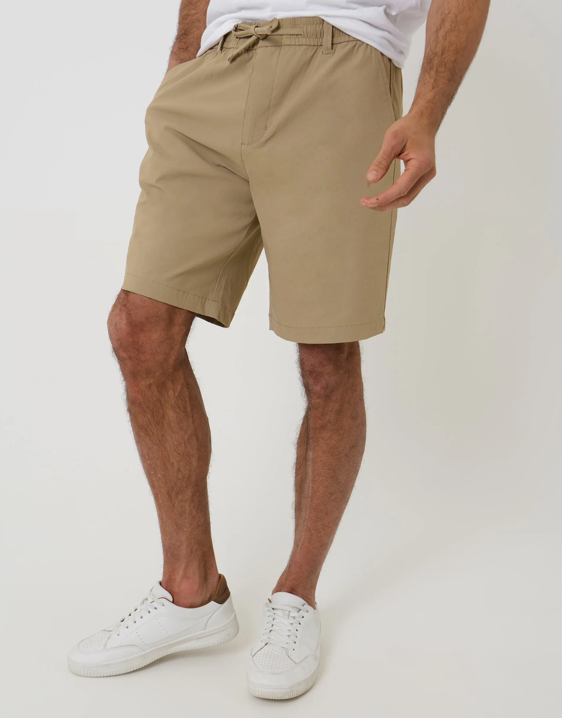 Stone Regular Fit Elasticated Waist Stretch Chino Shorts sold by Threadbare