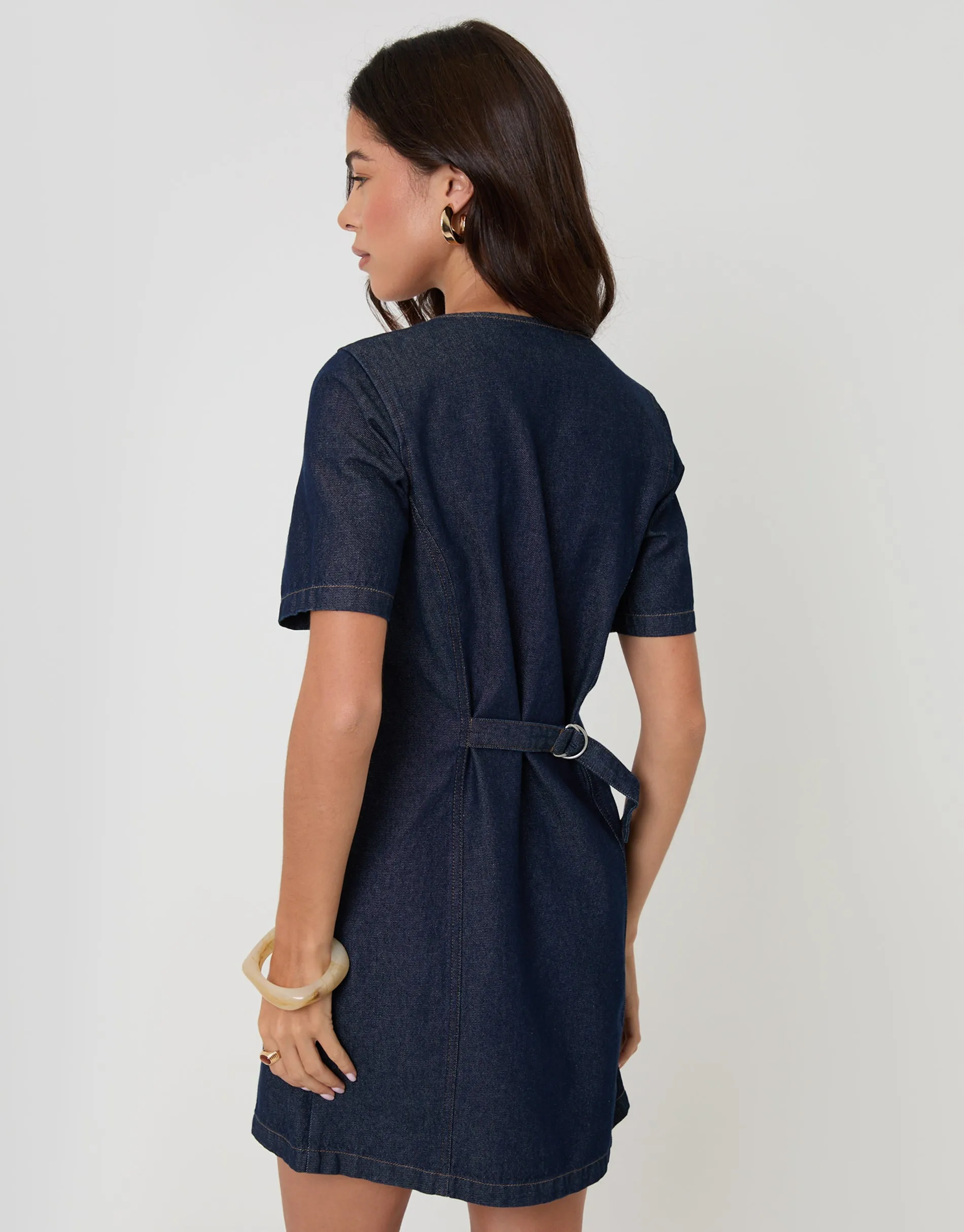 Indigo Denim Button Up Mini Dress sold by Threadbare product image thumbnail 2