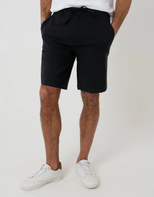 Black Regular Fit Elasticated Waist Stretch Chino Shorts made by Threadbare