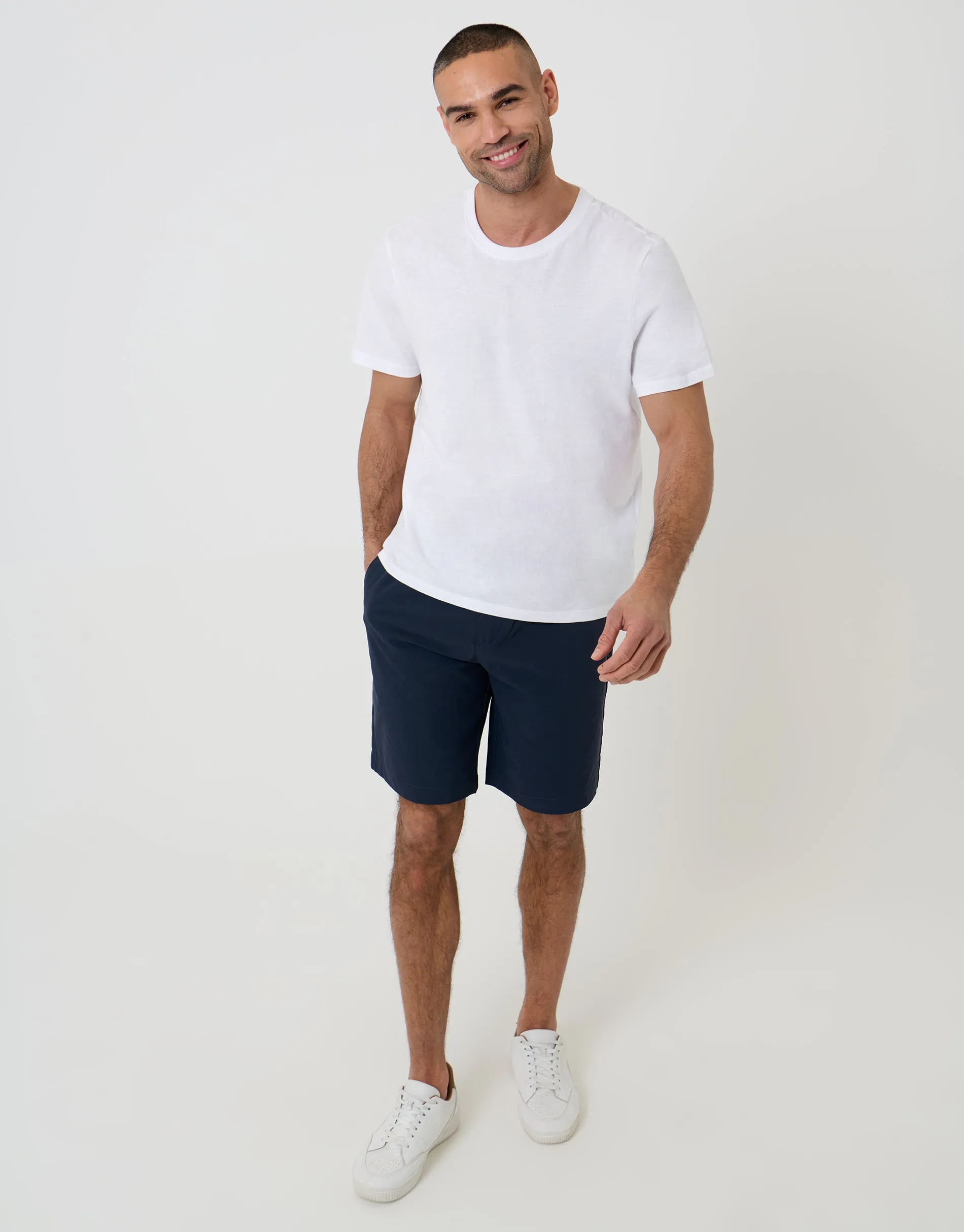 Navy Regular Fit Elasticated Waist Stretch Chino Shorts sold by Threadbare product image thumbnail 3