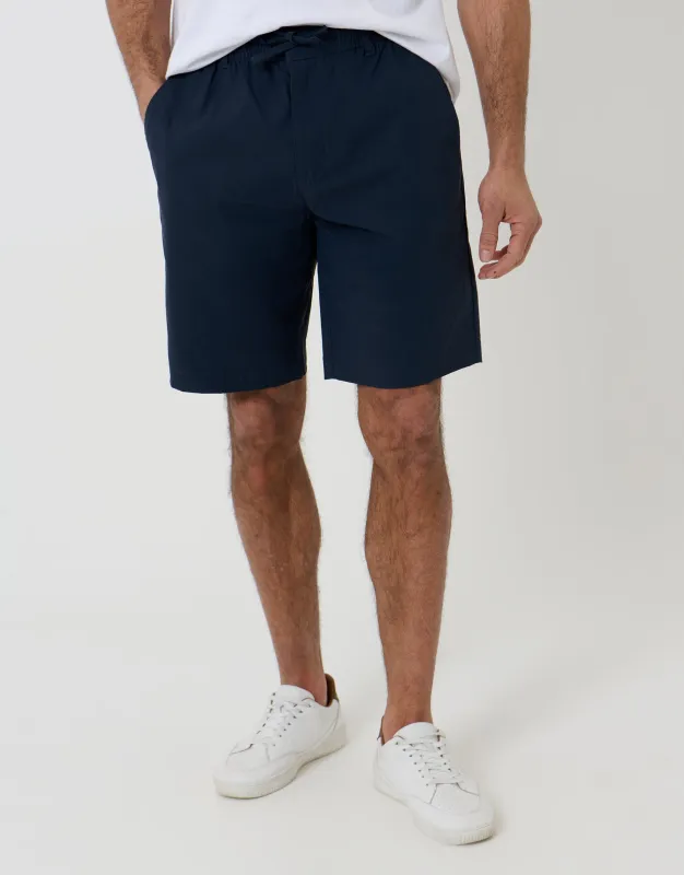 Navy Regular Fit Elasticated Waist Stretch Chino Shorts made by Threadbare