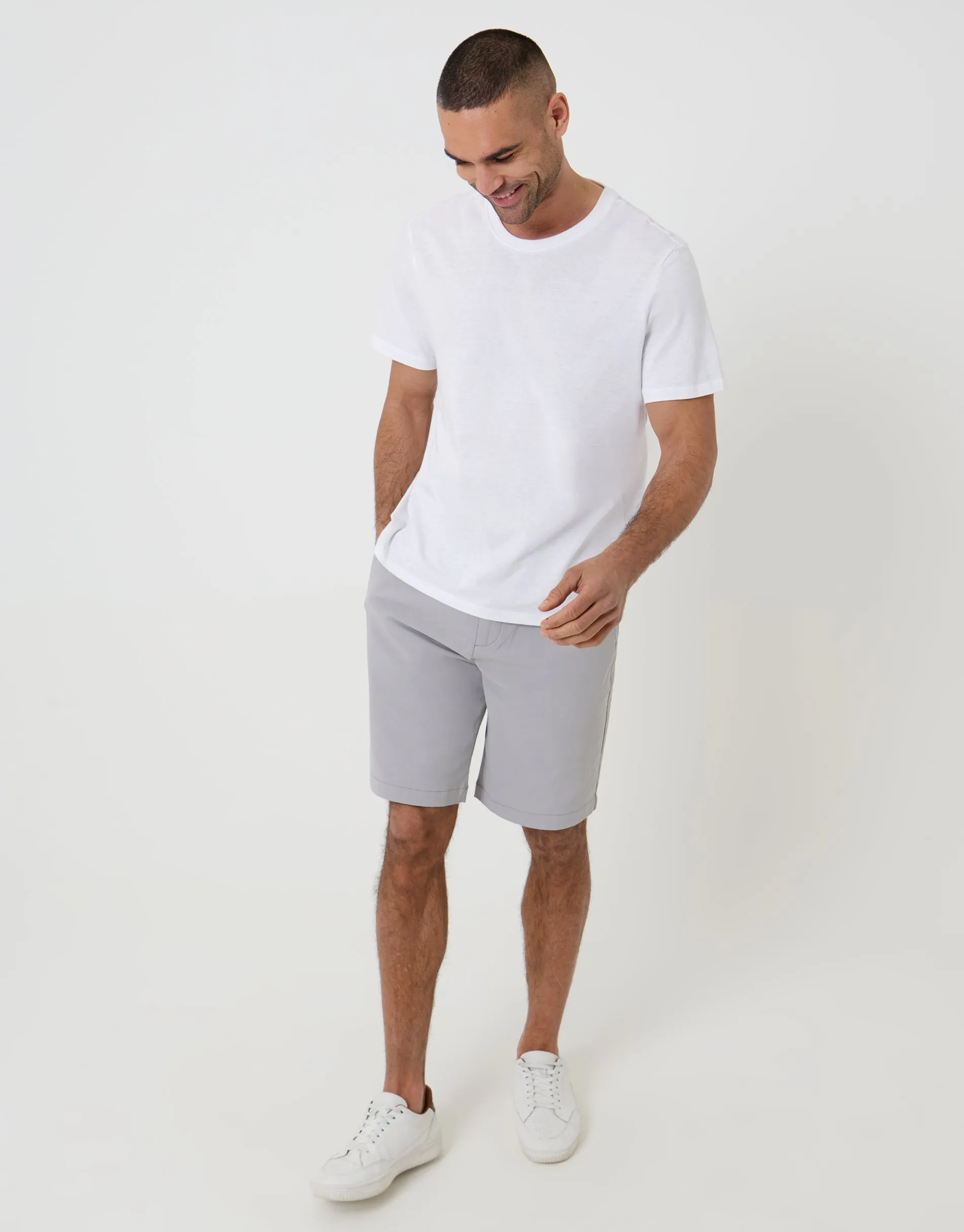 Chalk Regular Fit Elasticated Waist Stretch Chino Shorts sold by Threadbare product image thumbnail 3