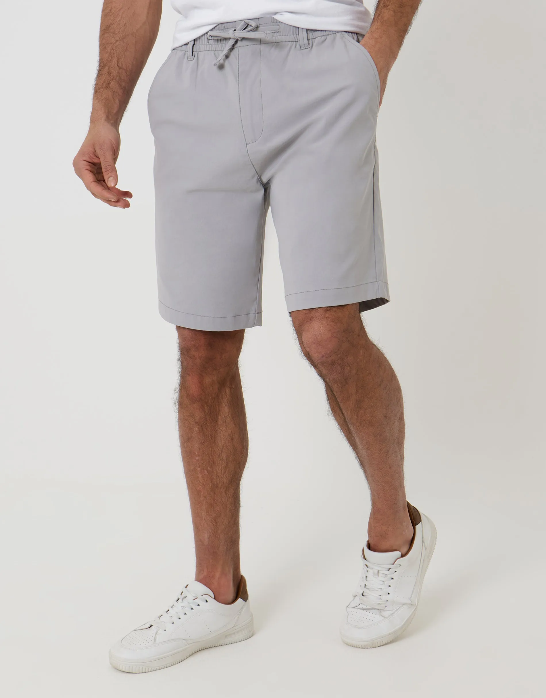 Chalk Regular Fit Elasticated Waist Stretch Chino Shorts sold by Threadbare