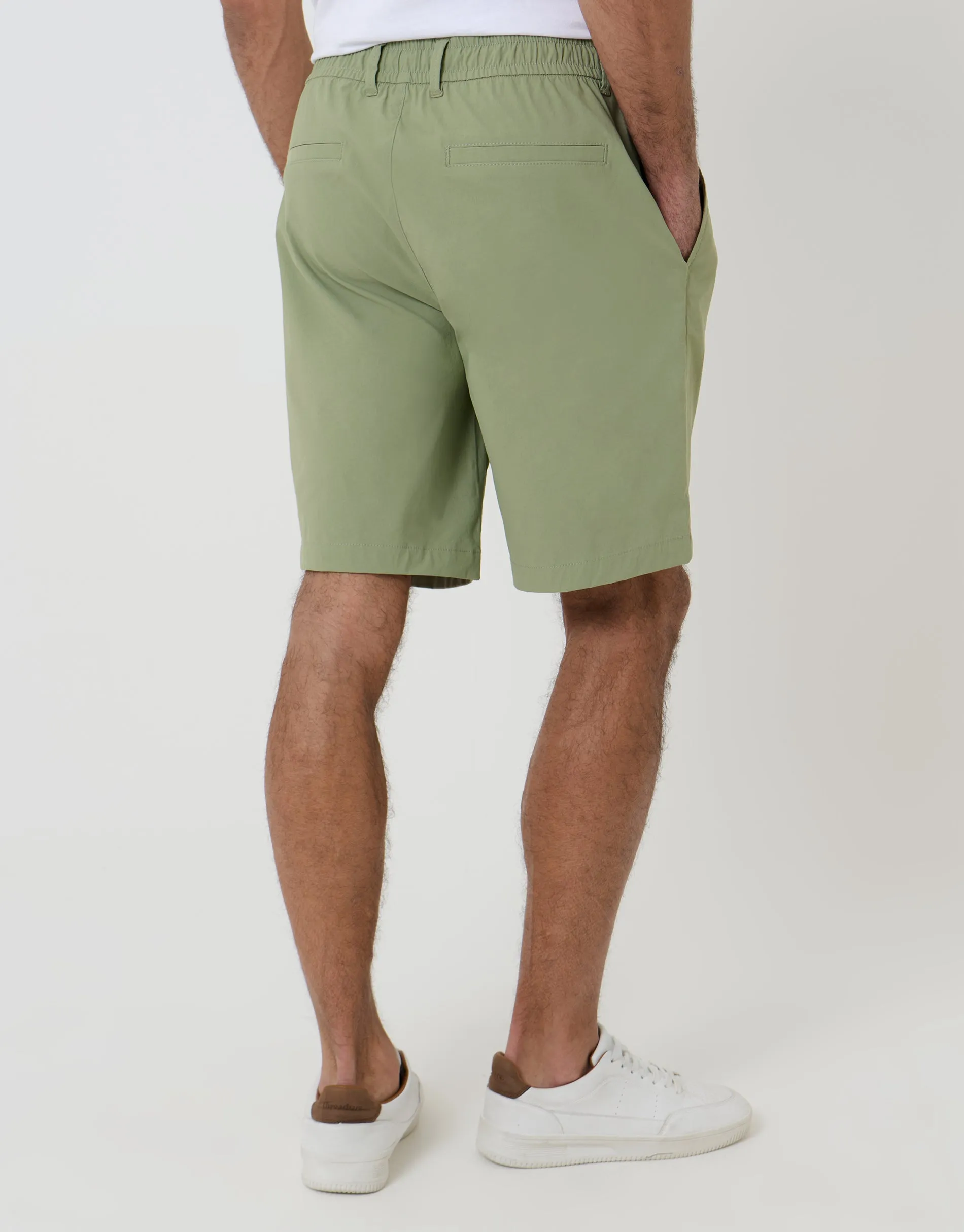 Sage Green Regular Fit Elasticated Waist Stretch Chino Shorts sold by Threadbare product image thumbnail 2