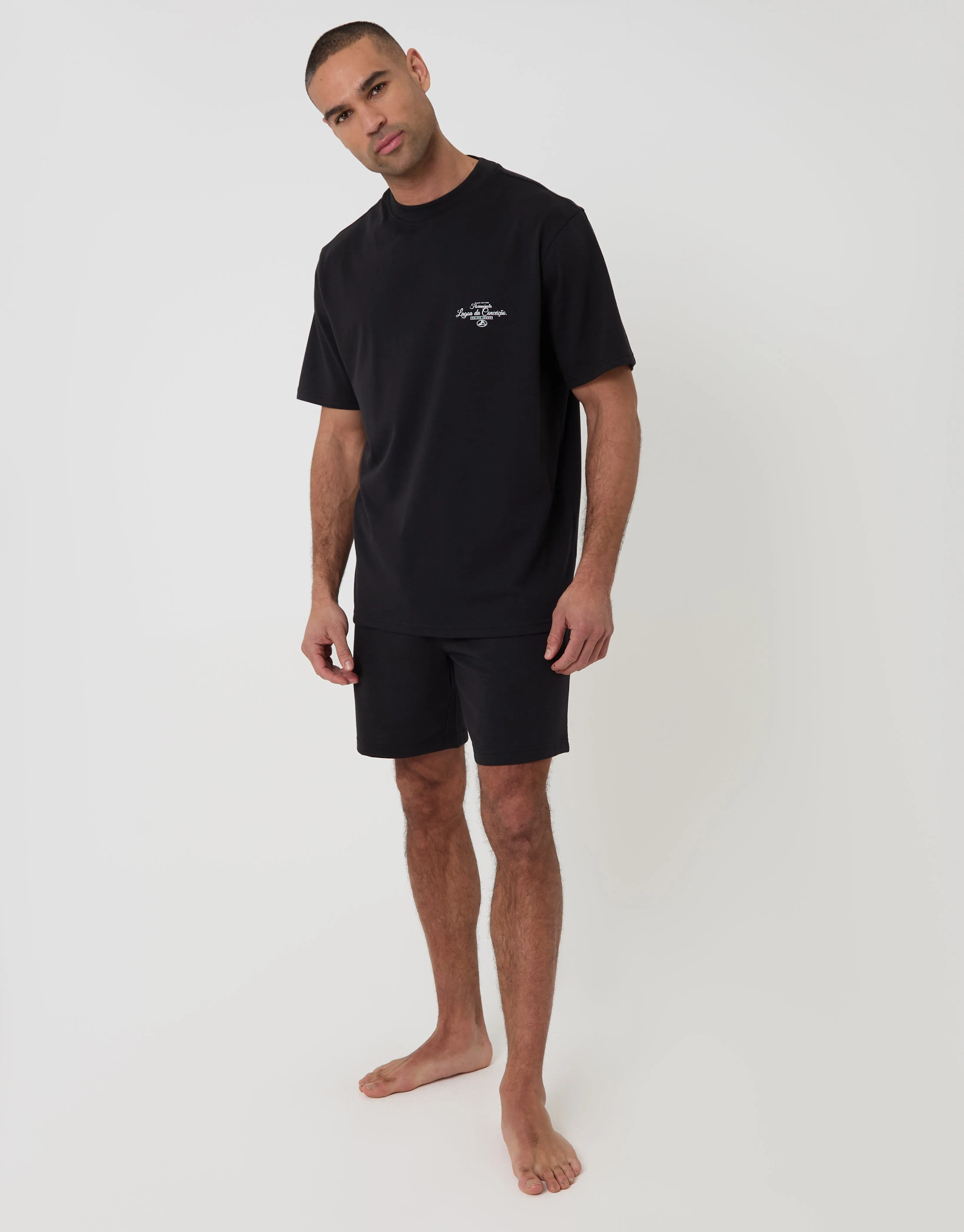 Black Relaxed Fit Graphic Top & Shorts Lounge Set sold by Threadbare product image thumbnail 3