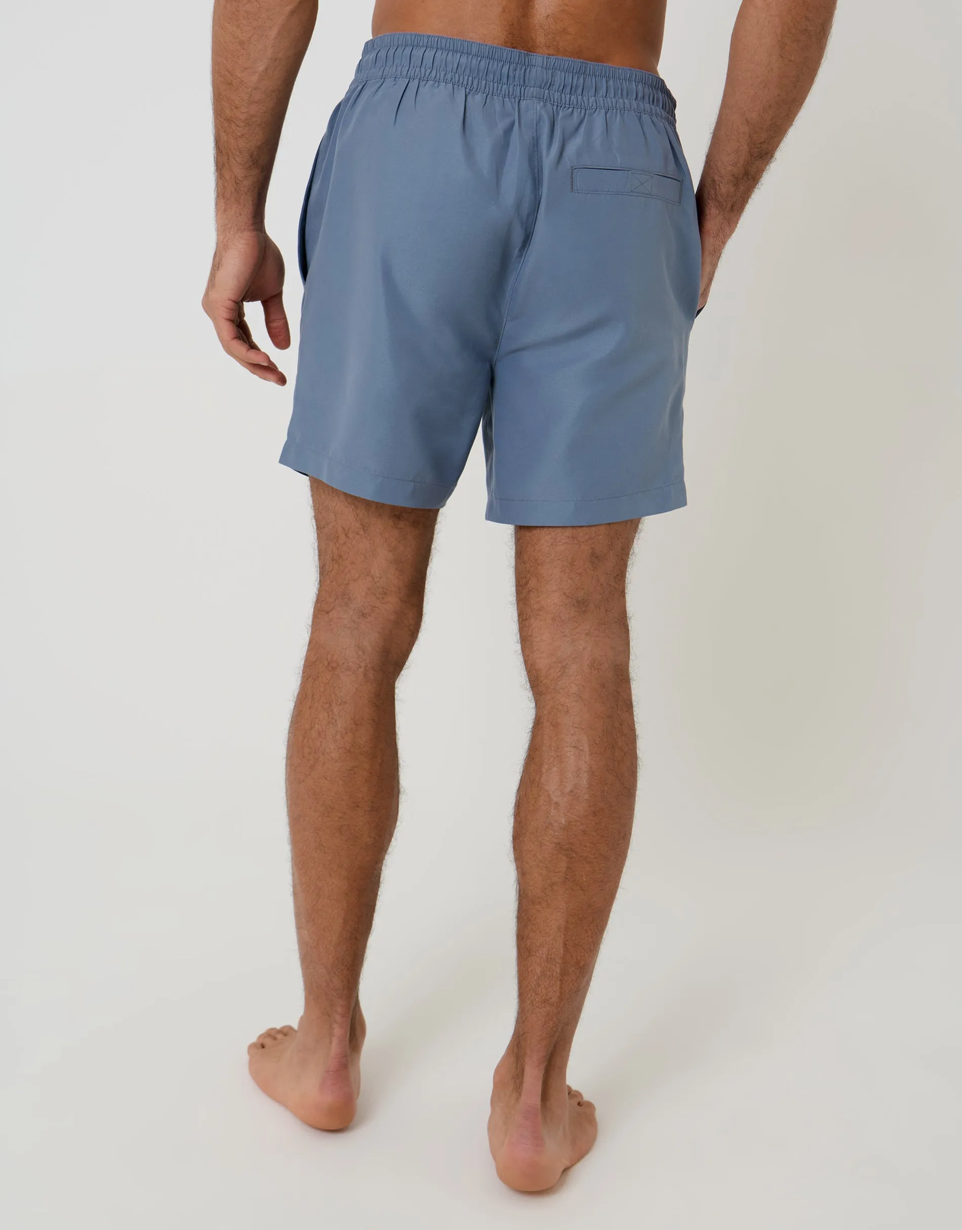 2 Pack Denim Blue Tropical Print Quick Dry Swim Shorts sold by Threadbare product image thumbnail 3