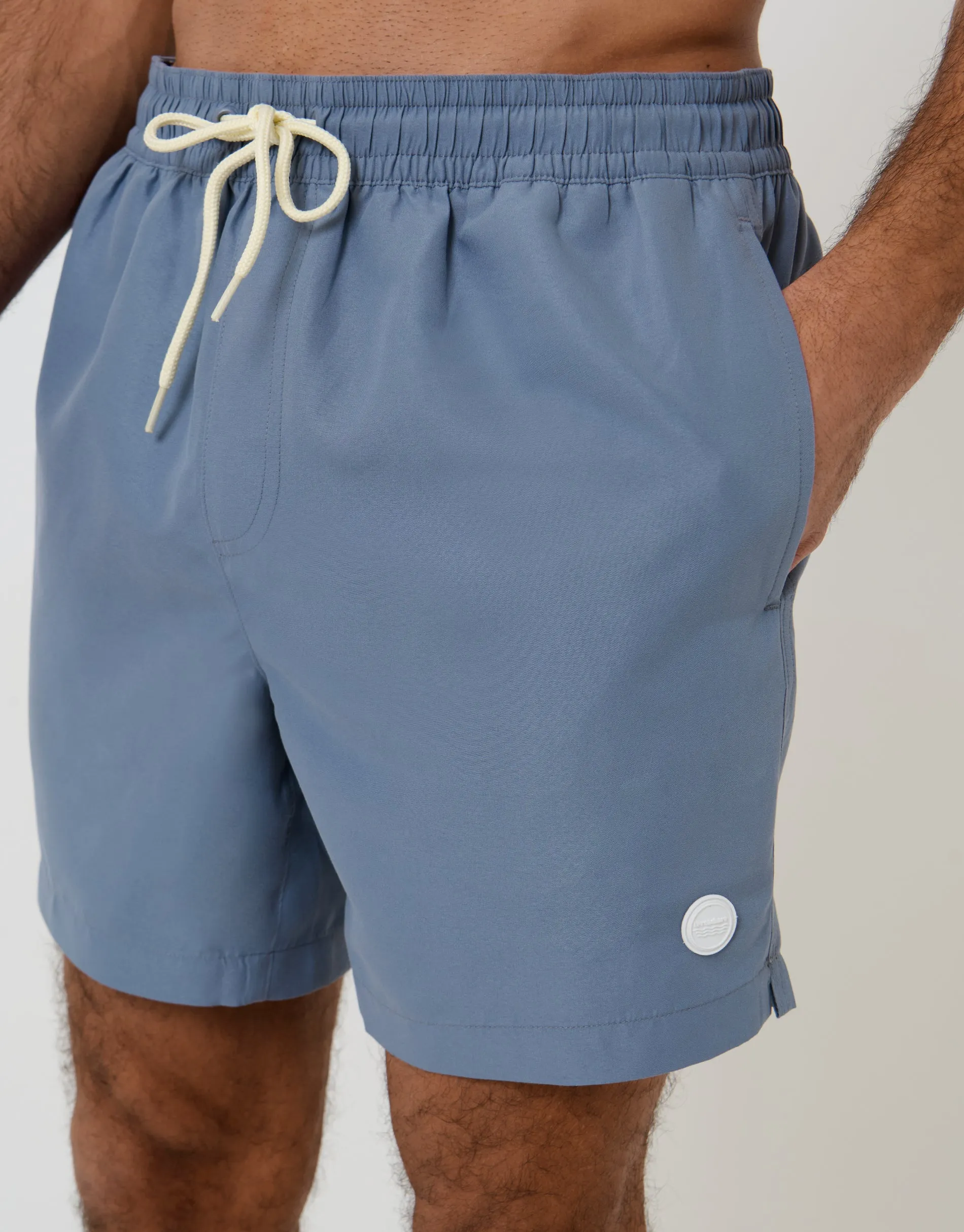 2 Pack Denim Blue Tropical Print Quick Dry Swim Shorts sold by Threadbare product image thumbnail 5