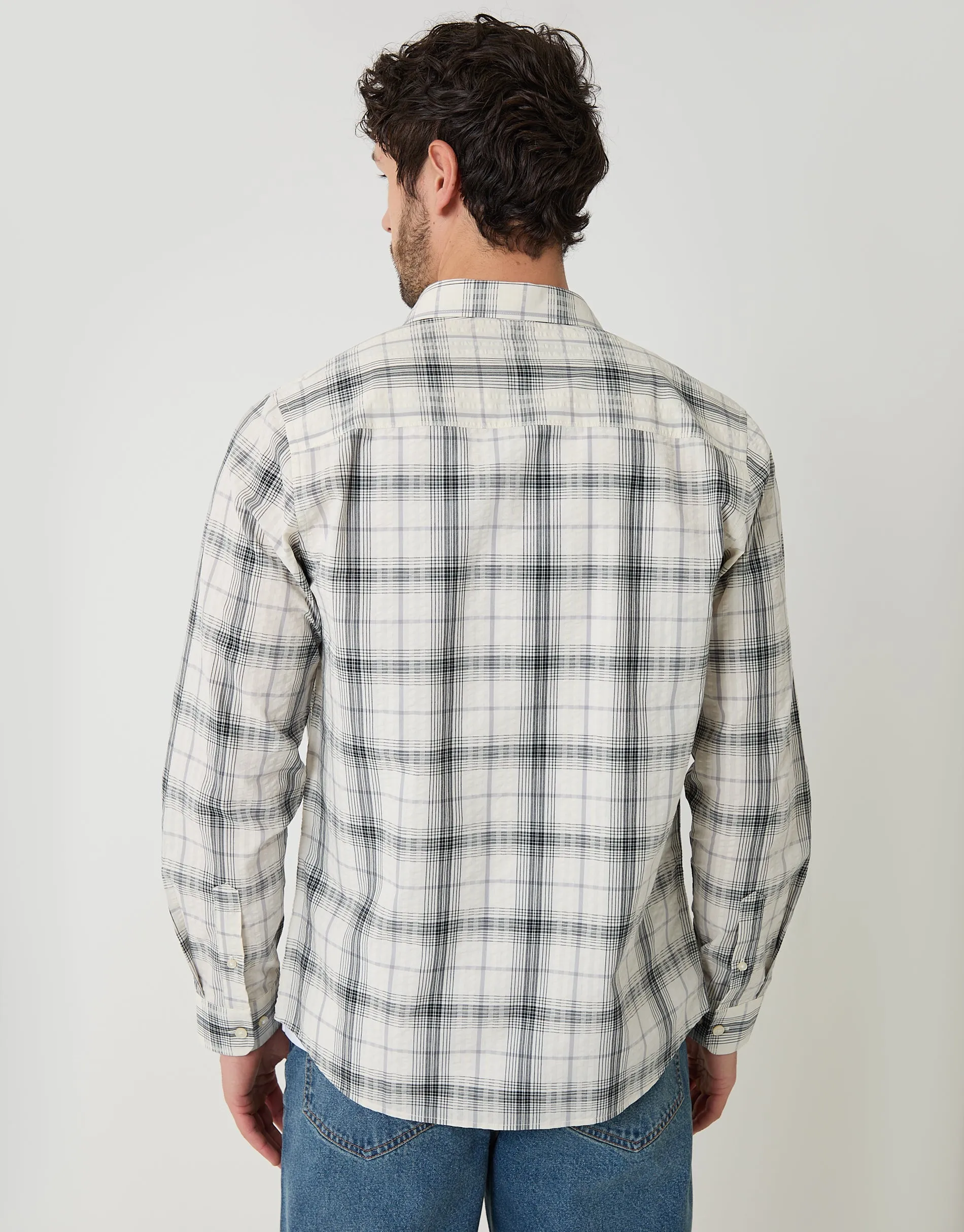 Stone Check Cotton Long Sleeve Shirt sold by Threadbare product image thumbnail 2