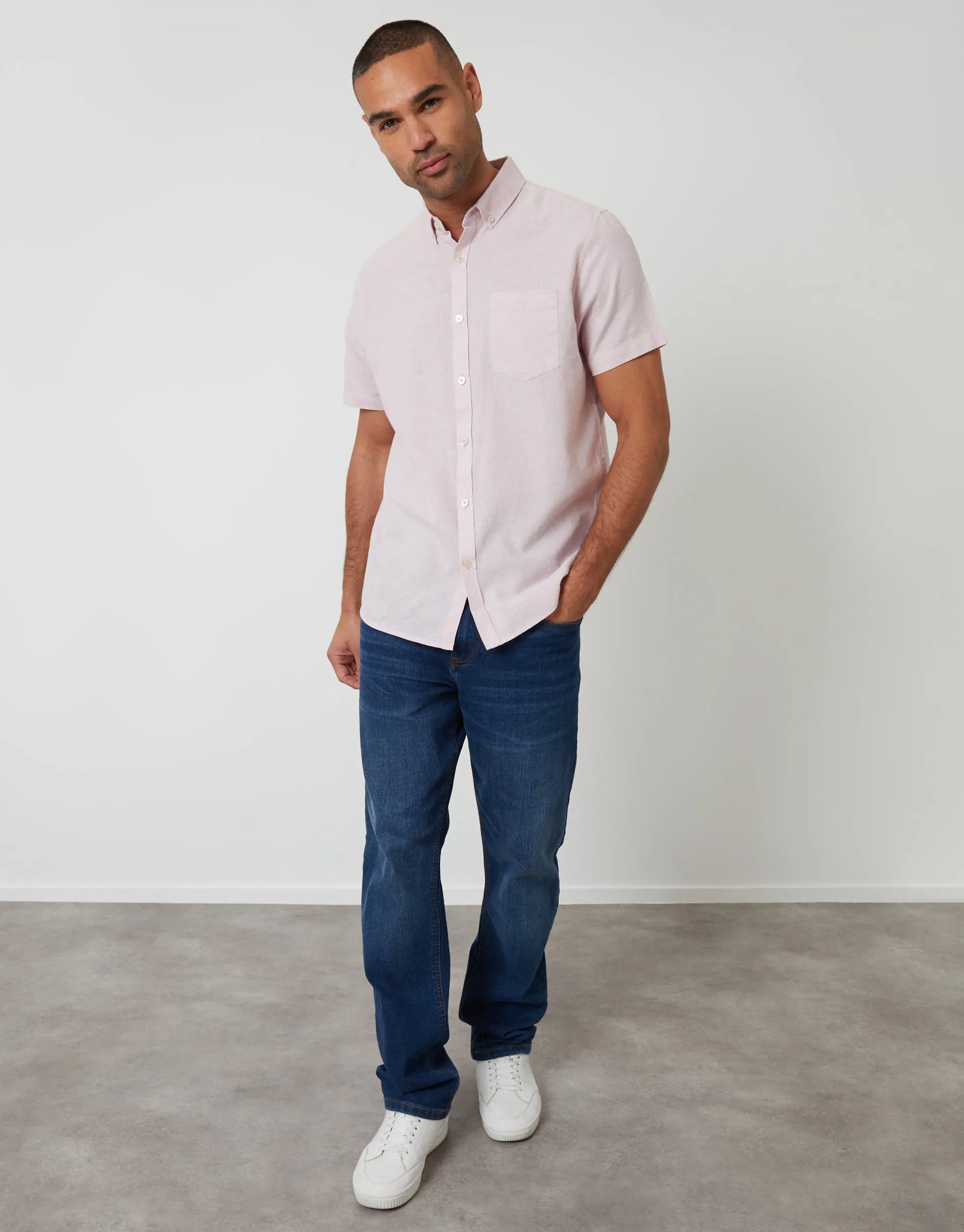 Short Sleeve Linen Blend Shirt in Pink sold by Threadbare product image thumbnail 3