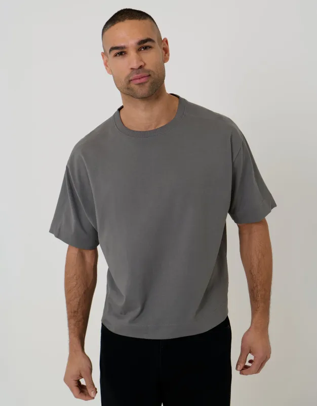 Slate Grey Boxy Relaxed Fit Cotton T-Shirt made by Threadbare