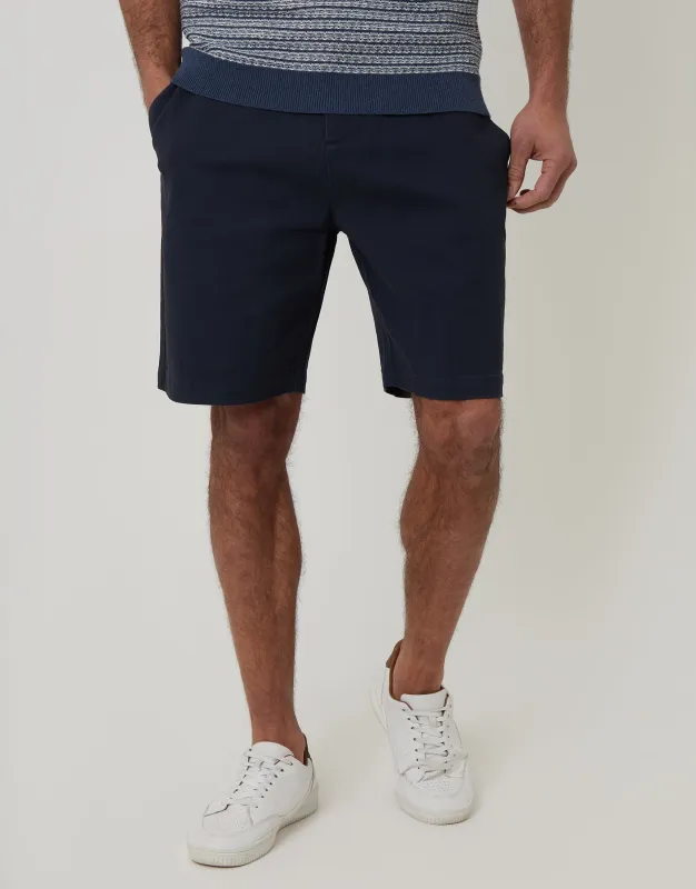 Navy Regular Fit Stretch 3 Pocket Chino Shorts made by Threadbare