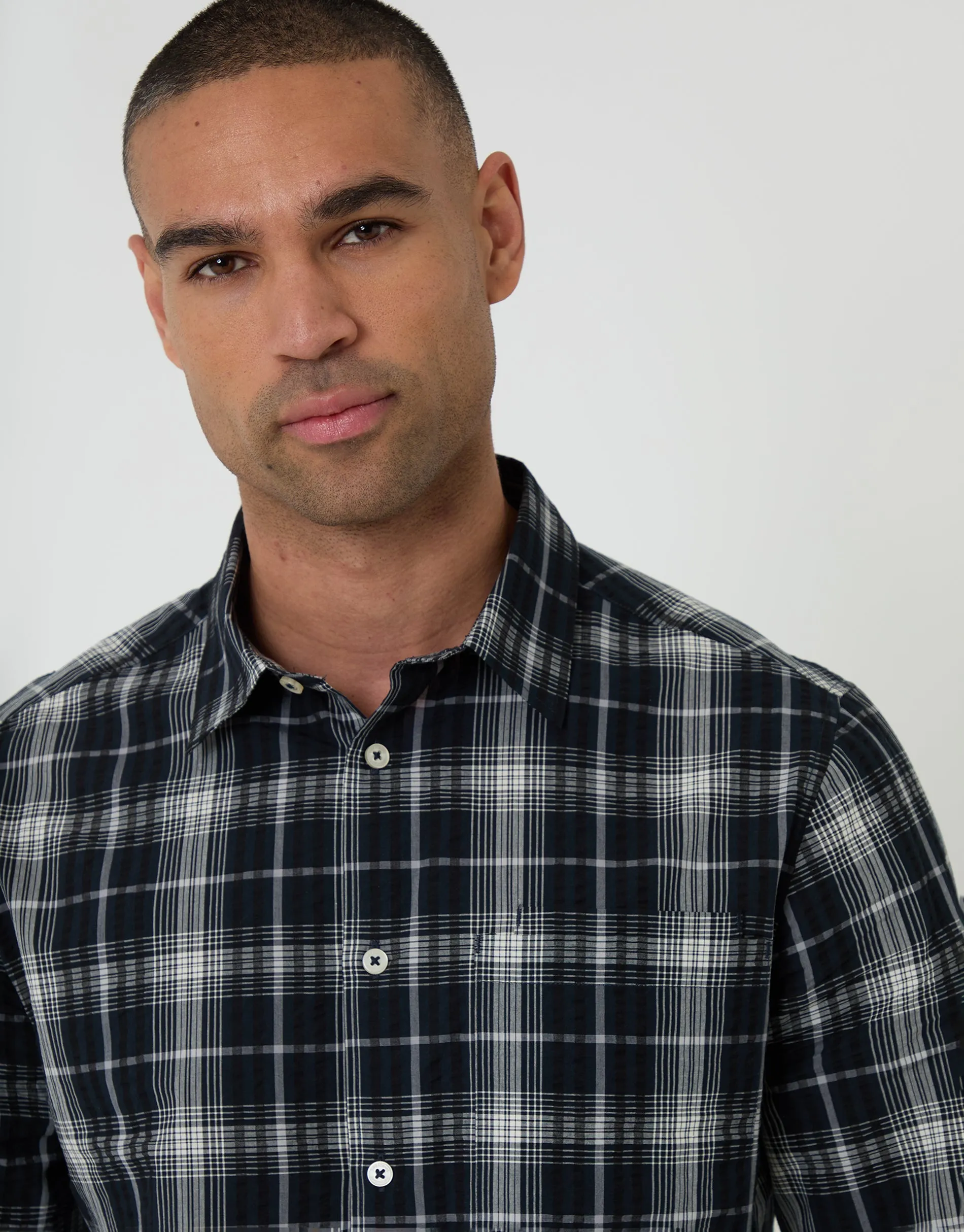 Black Check Cotton Long Sleeve Shirt sold by Threadbare product image thumbnail 4