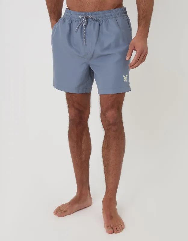 Denim Blue Surfboard Embroidered Quick Dry Swim Shorts made by Threadbare