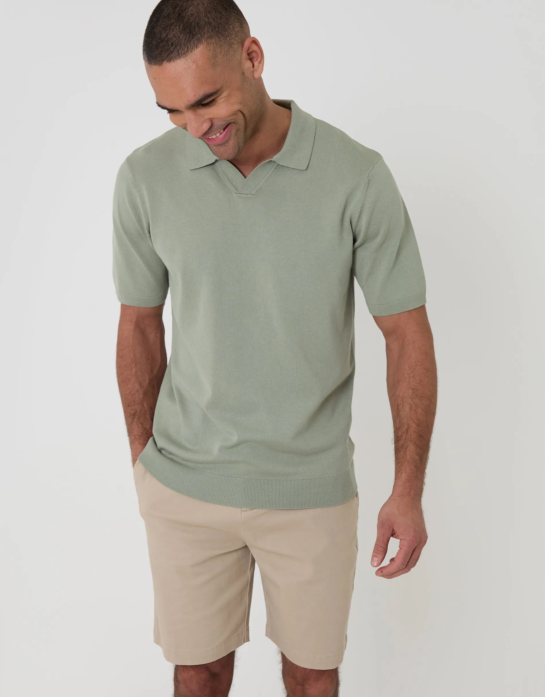 Stone Regular Fit Stretch 3 Pocket Chino Shorts sold by Threadbare product image thumbnail 3