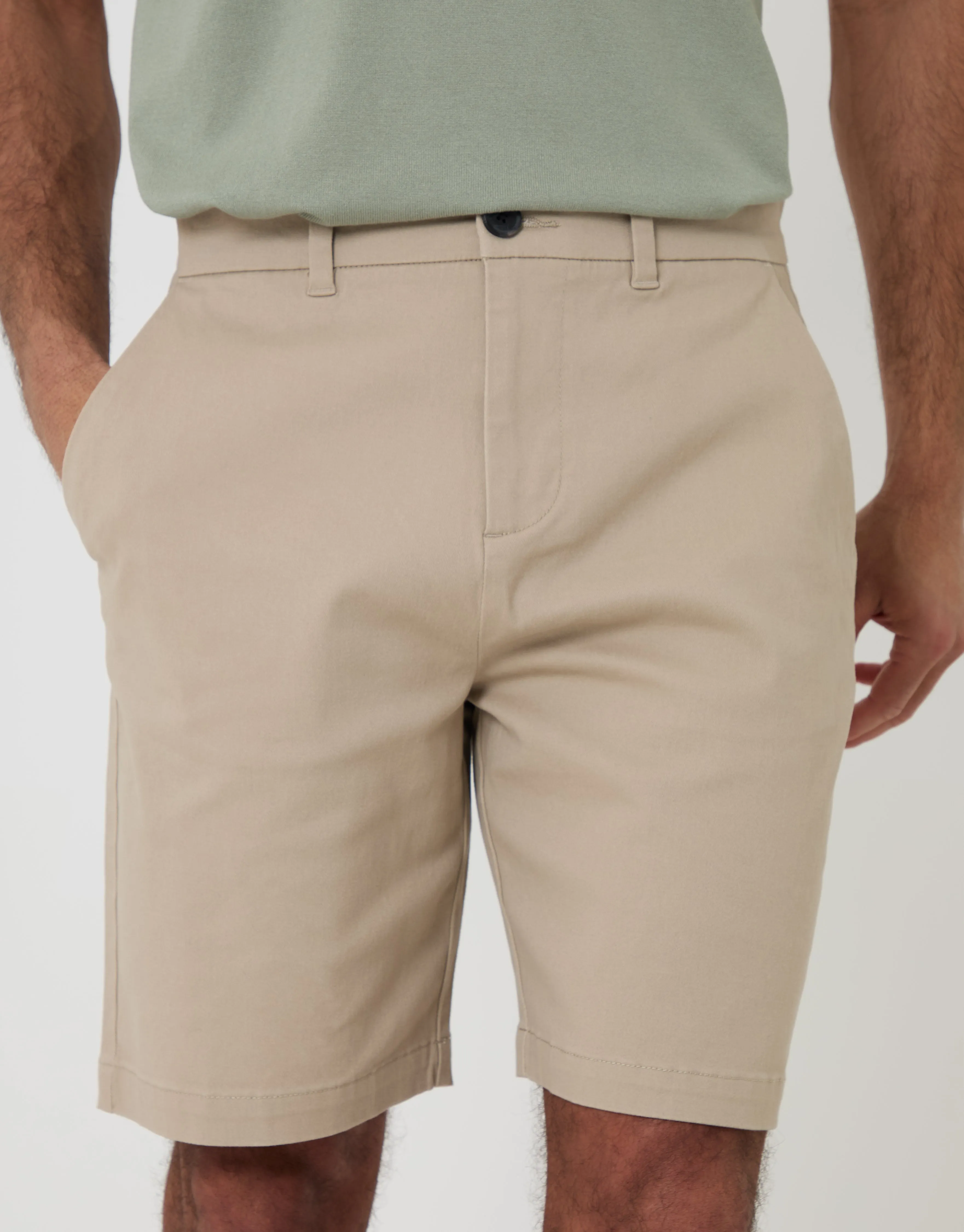 Stone Regular Fit Stretch 3 Pocket Chino Shorts sold by Threadbare product image thumbnail 4
